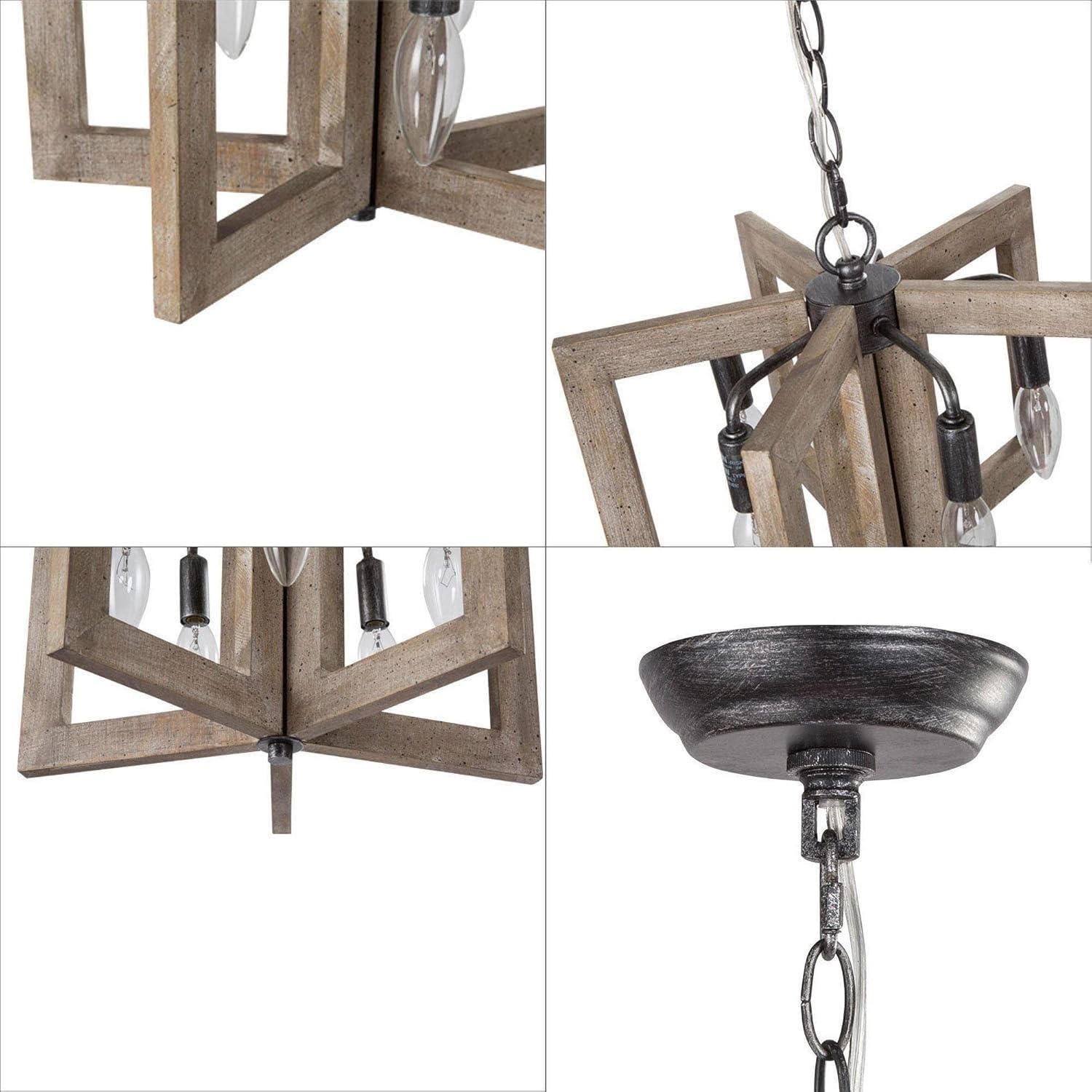 Lámpara de araña de granja, lámpara de madera para isla de cocina, 5 lámparas rústicas para comedor, vestíbulo, entrada