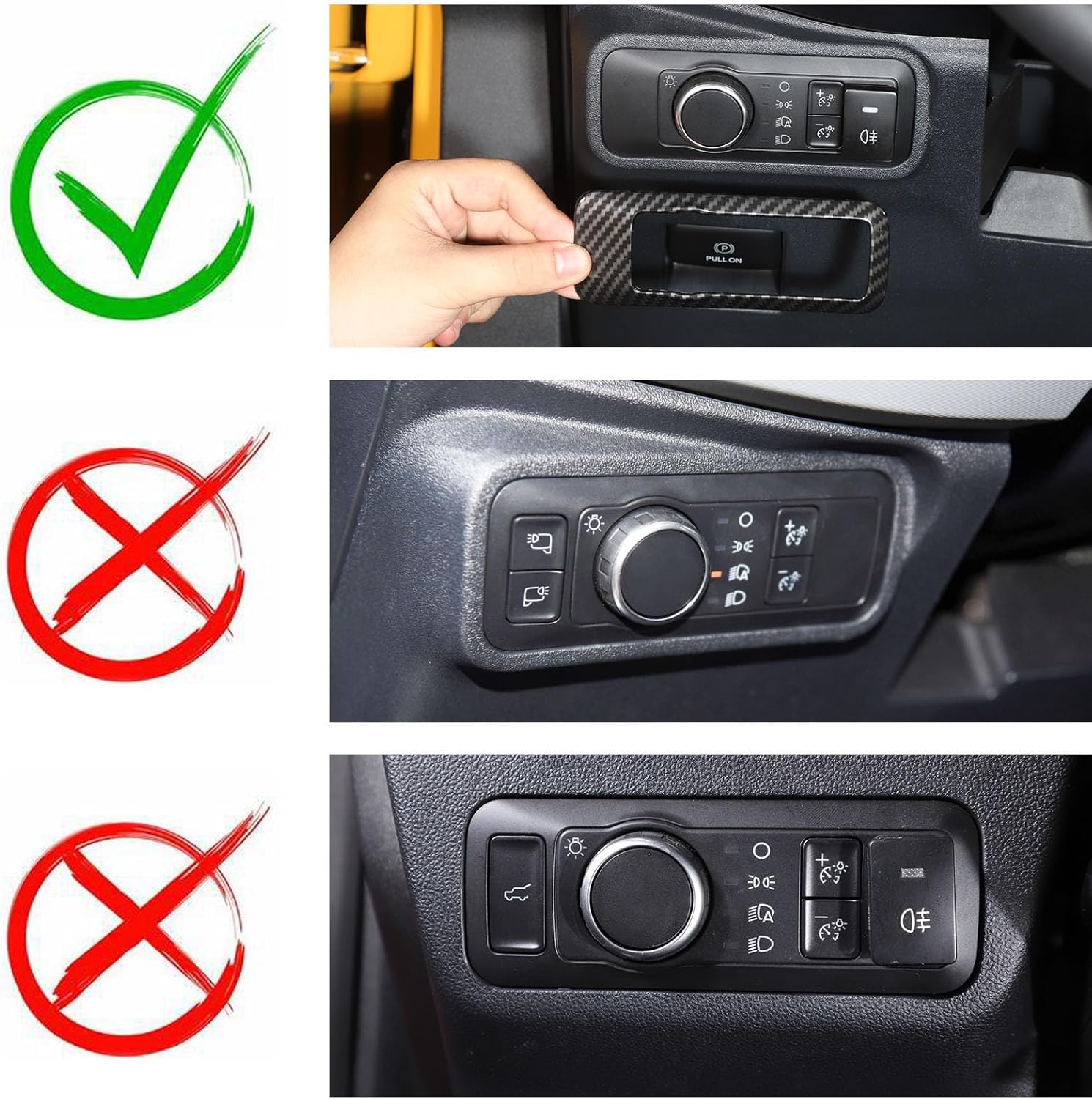 Cubierta de botón para interruptor de faros delanteros Bronco, ajuste del panel del interruptor de la lámpara de los faros delanteros compatible con