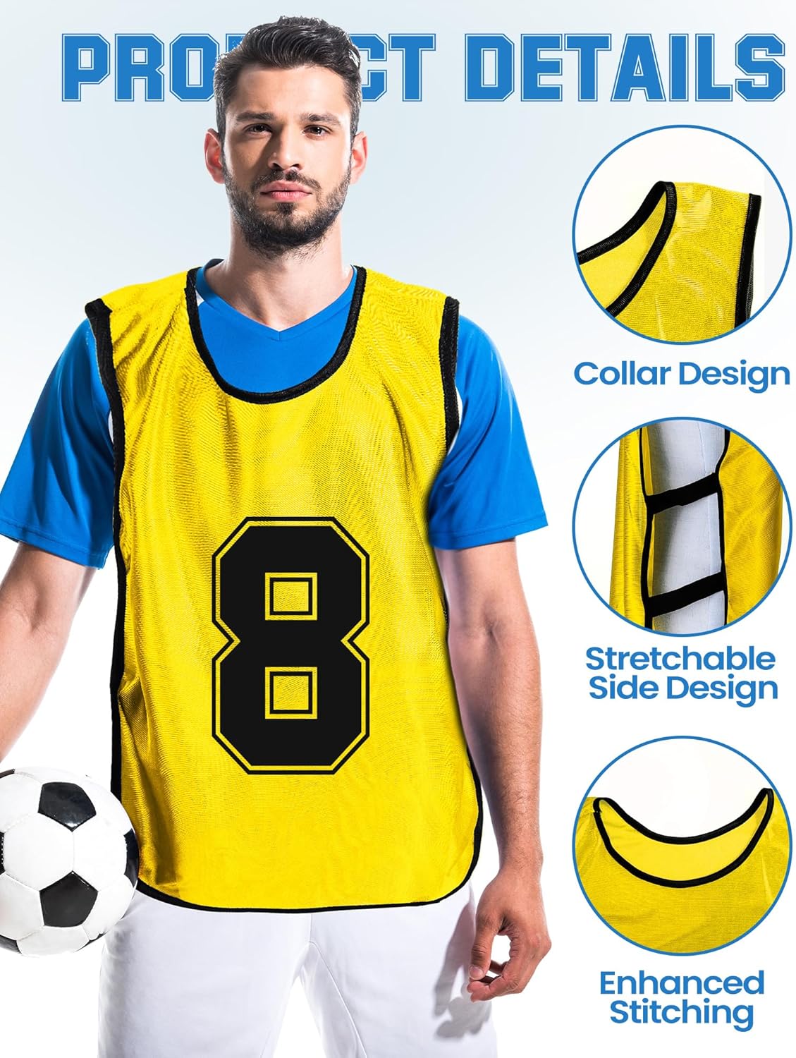 48 piezas de Penny de fútbol para deportes, varios colores, chalecos de fútbol Scrimmage Team Practice Jersey para adultos y niños
