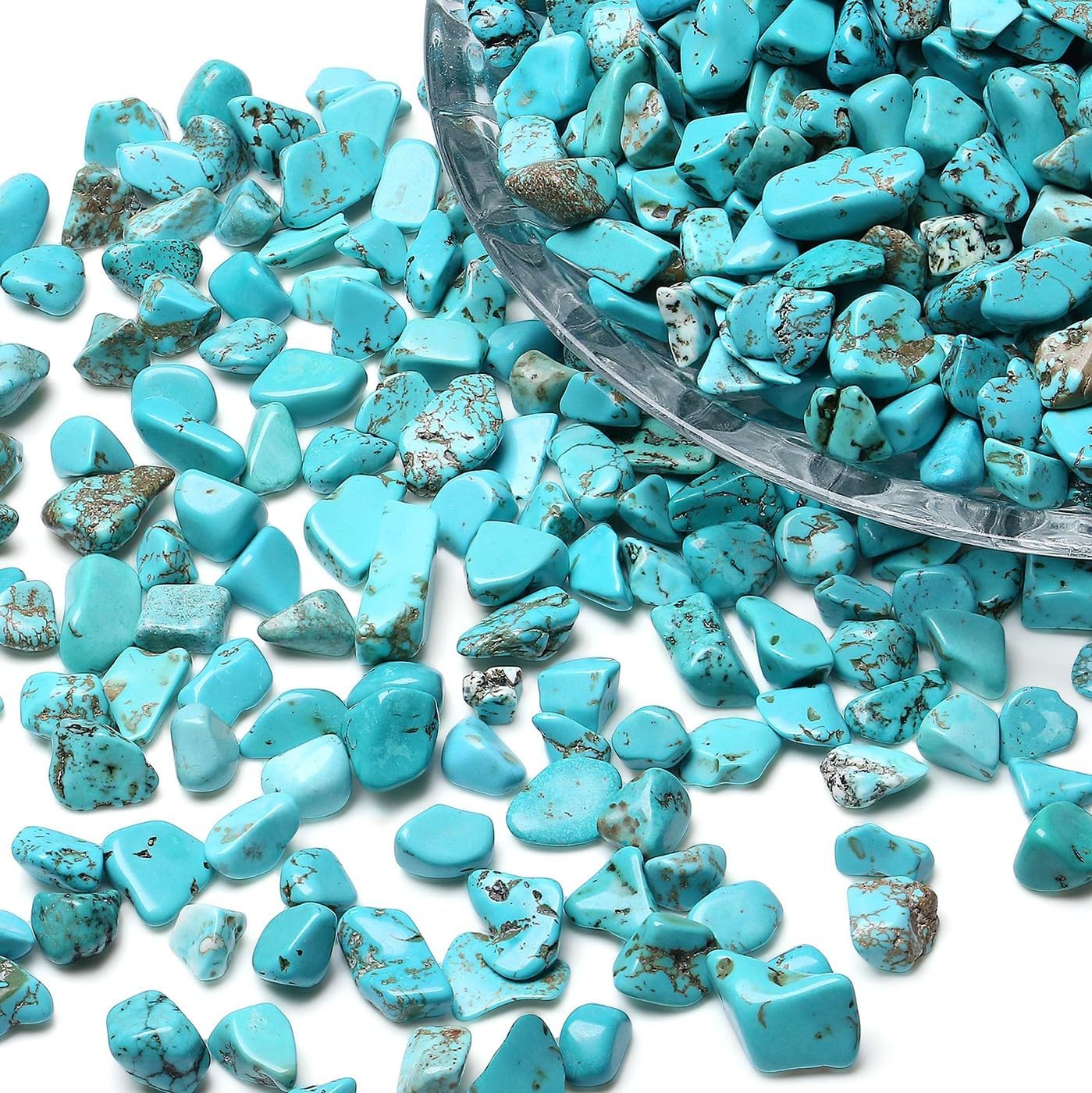 LAIDANLA Chips de cristal de piedra triturada turquesa a granel, piedras preciosas naturales curativas cristales de reiki, mini jarrón de cuarzo,