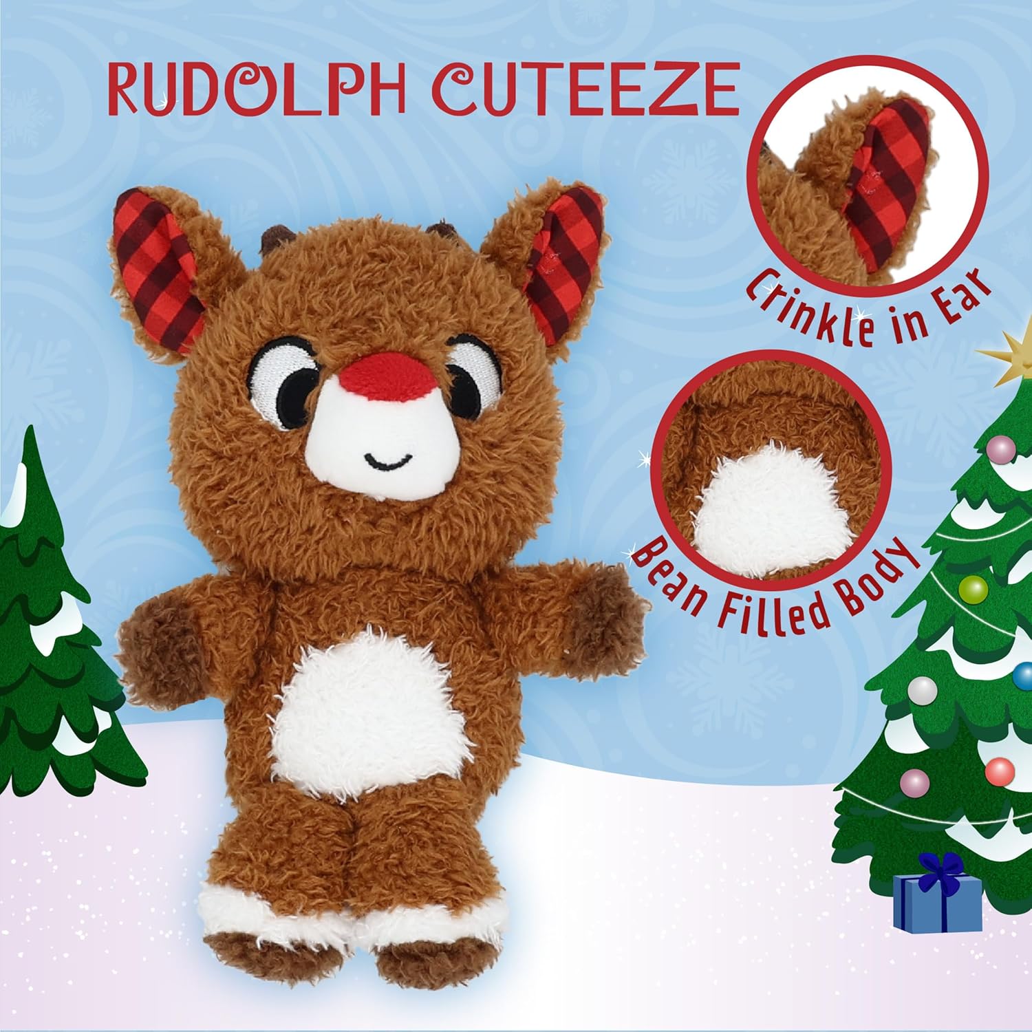 KIDS PREFERRED Rudolph The Red Nose Reindeer Cuteeze – Juguete de peluche para bebés y niños pequeños y niñas, 6 pulgadas