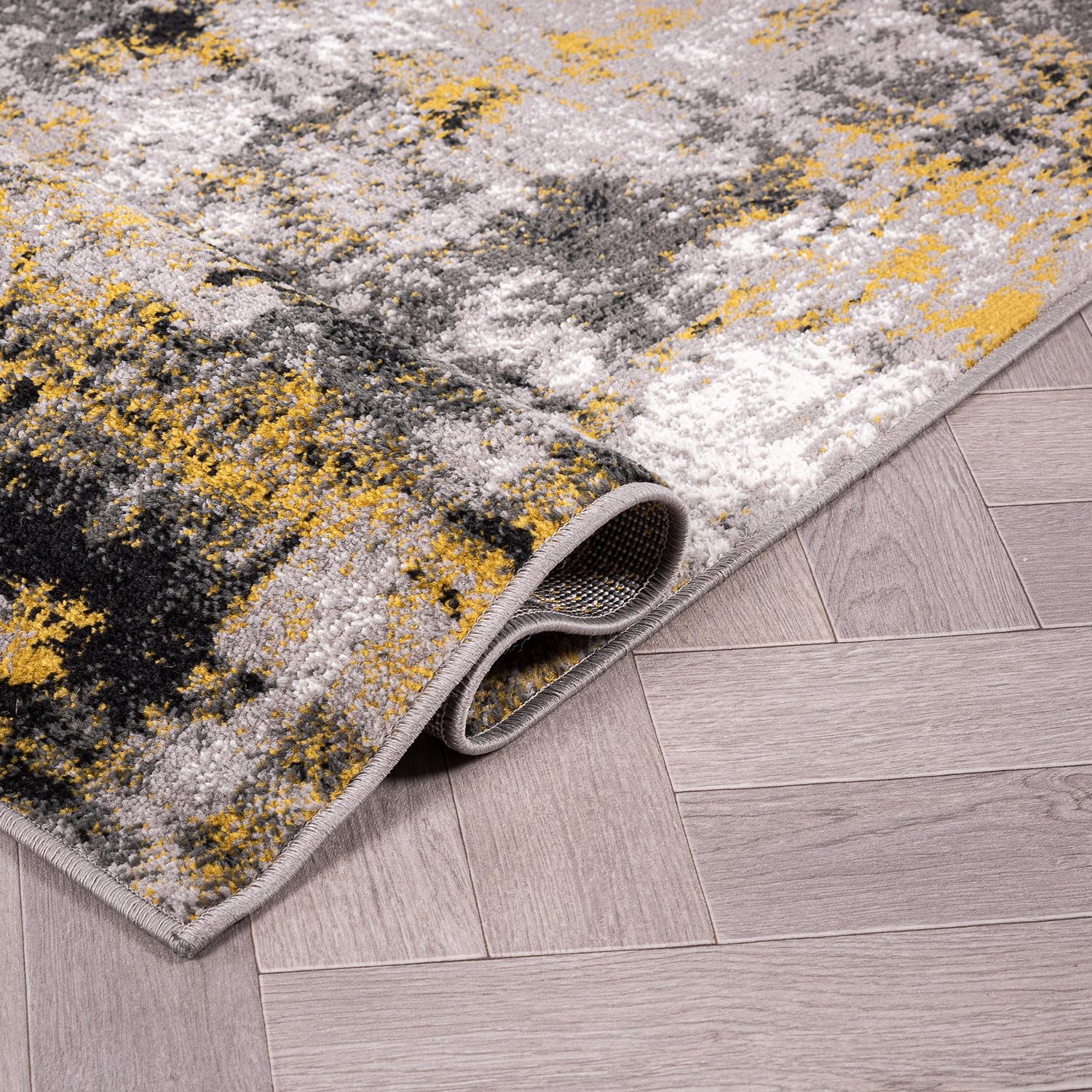 Rugshop Tralee – Alfombra abstracta moderna resistente a las manchas, 2 x 7 pies, color amarillo