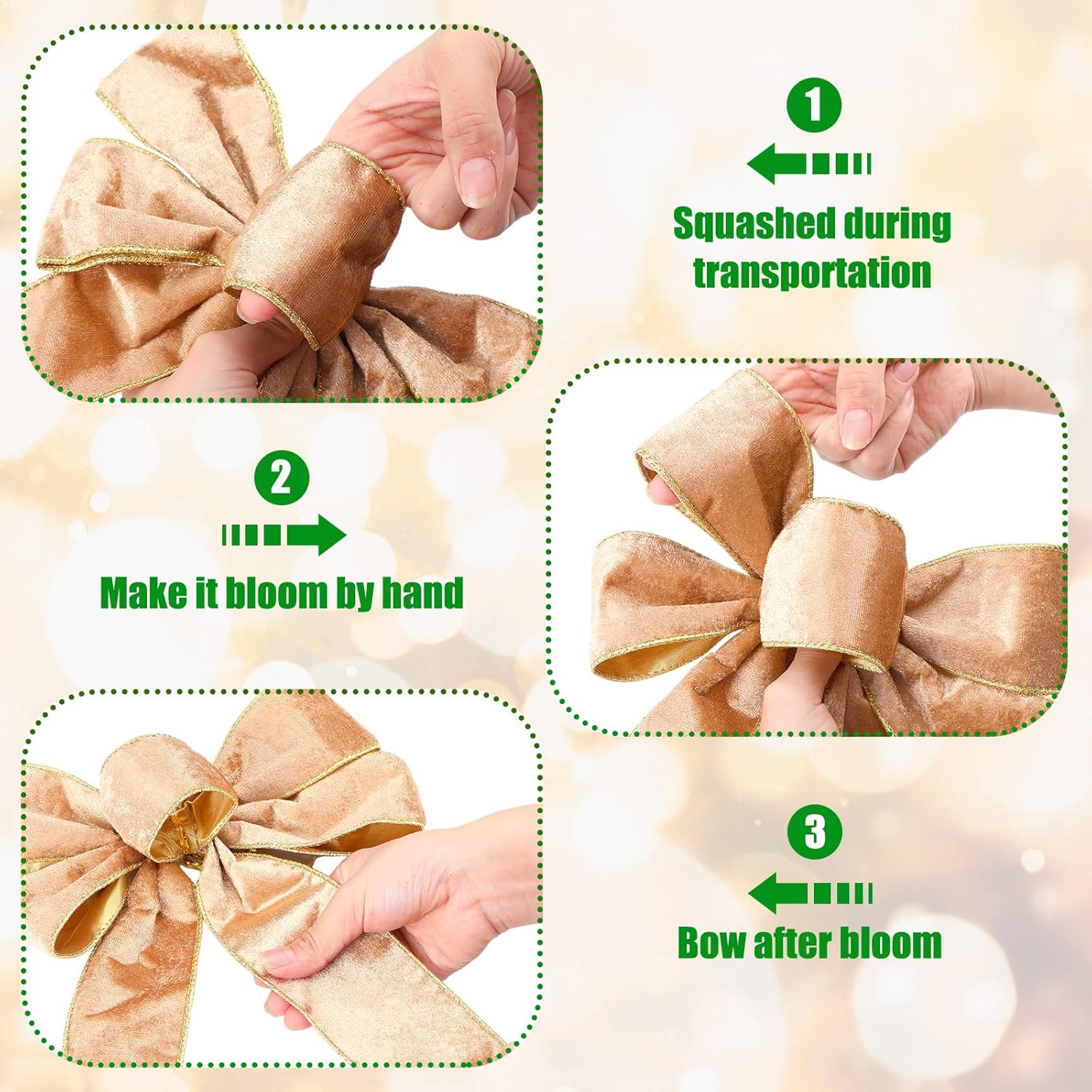 16 lazos decorativos de Navidad, corona de Navidad, lazo grande para decoración de árbol de corona, guirnalda de invierno, decoración de fiesta de