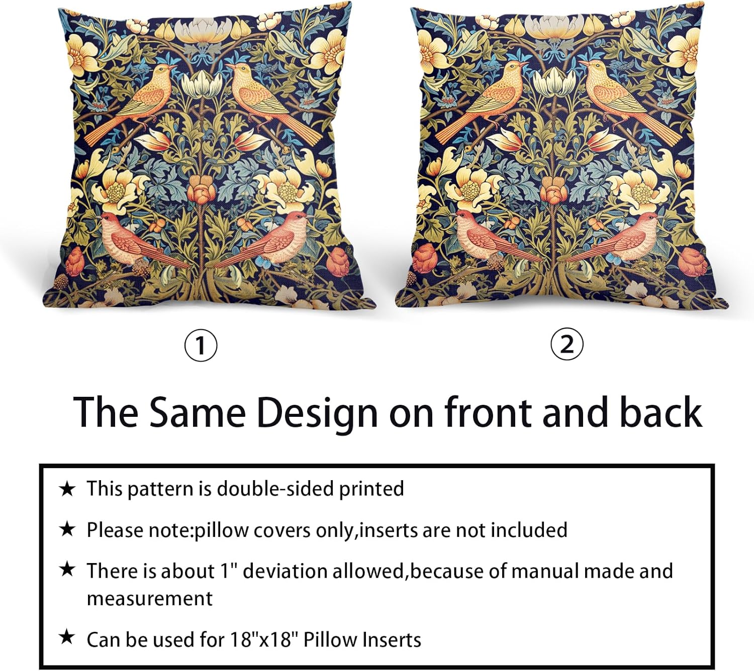 Juego de 2 fundas de almohada de 16 x 16 pulgadas de color verde chinoiserie, fundas de almohada cuadradas de lino y algodón para sofá, dormitorio,
