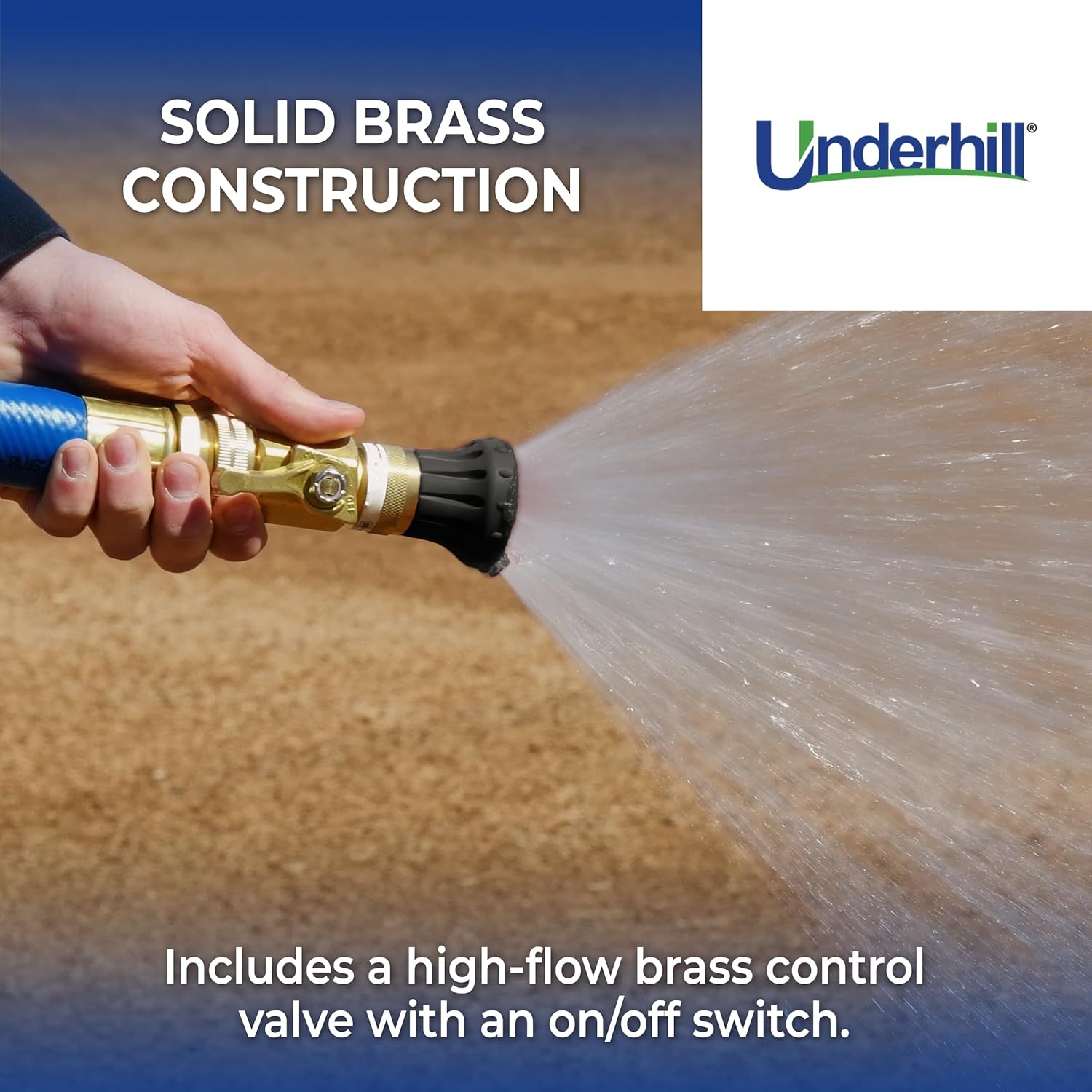 Underhill Precision CoolPro – Boquilla de manguera de jardín antiniebla con válvula de control de alto caudal, 4-6 GPM 70 PSI, 34 pulgadas por 1