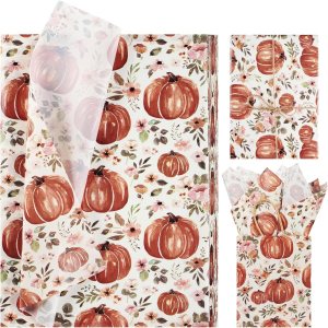 100 hojas de papel de seda de otoño de 20 x 14 pulgadas para bolsas de regalo, papel de envoltura de regalo con estampado floral de calabaza para el 100 hojas de papel de seda de otoño de 20 x 14 pulgadas para bolsas de regalo, papel de envoltura de regalo con estampado floral de calabaza para el
