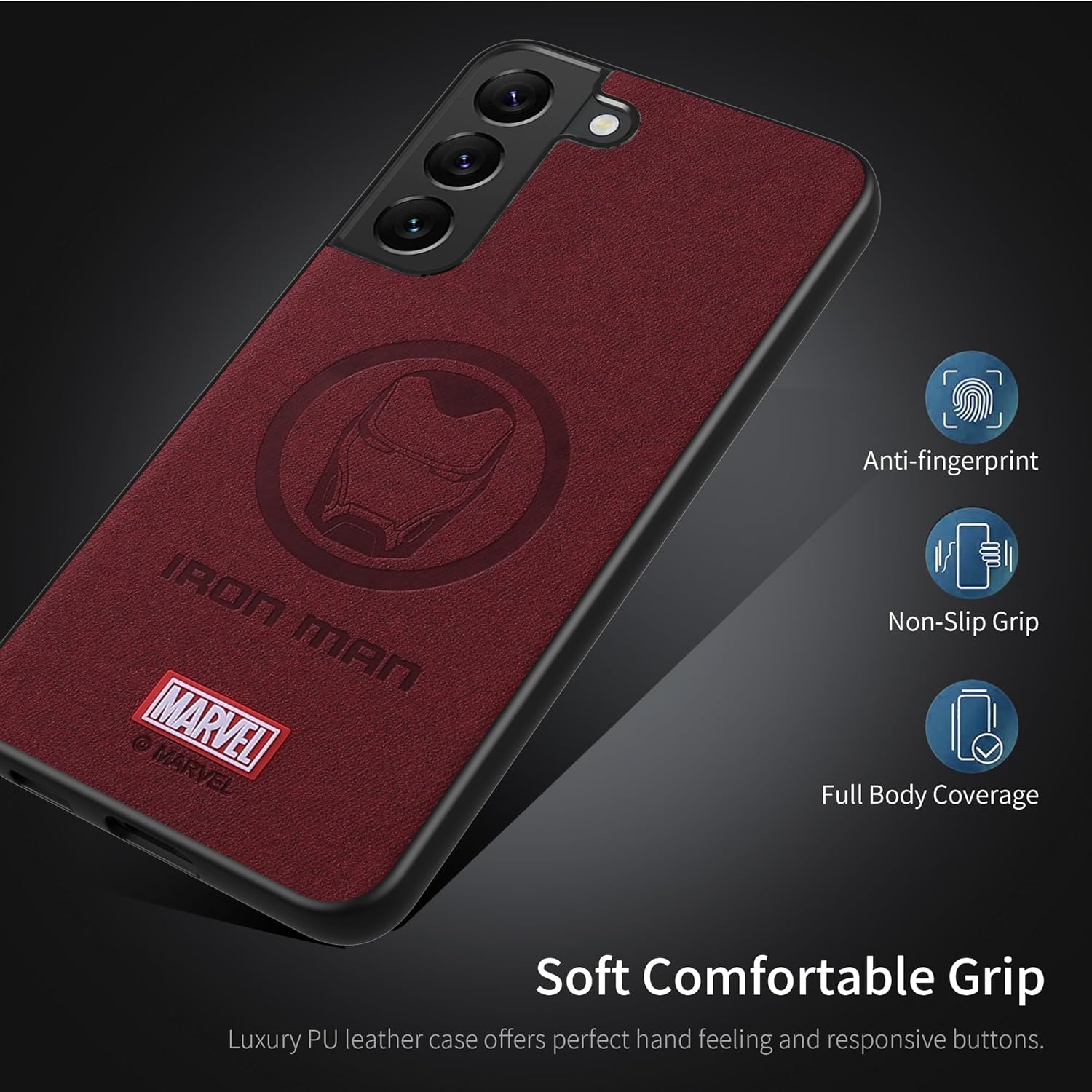 Funda para Galaxy S22 5G, con personaje de superhéroe, compatible con Samsung S22, color rojo vino