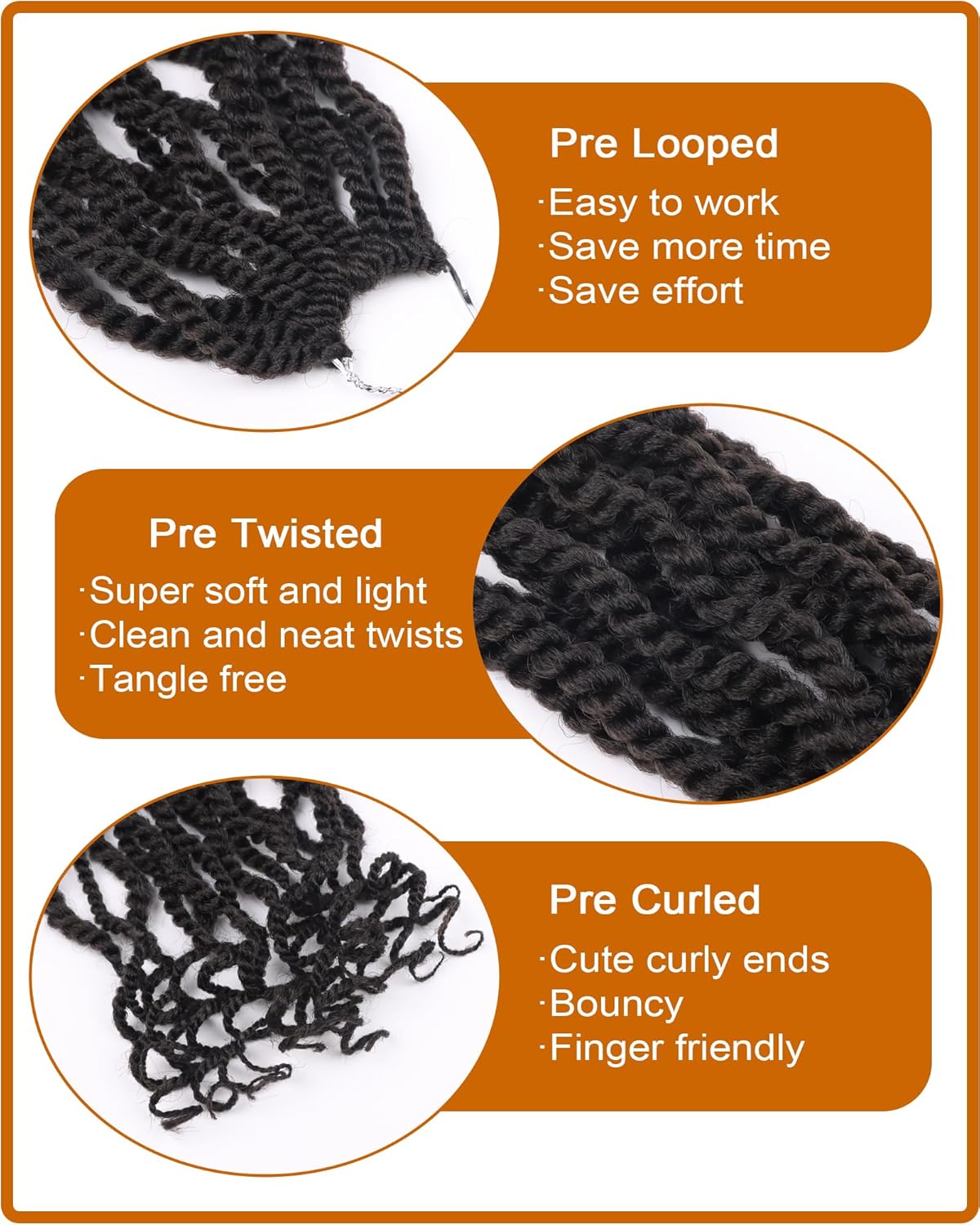 Cabello senegalés de ganchillo con rizos 4, cabello senegalés para mujeres negras, 12 pulgadas, 8 paquetes de trenzas de ganchillo con extremos
