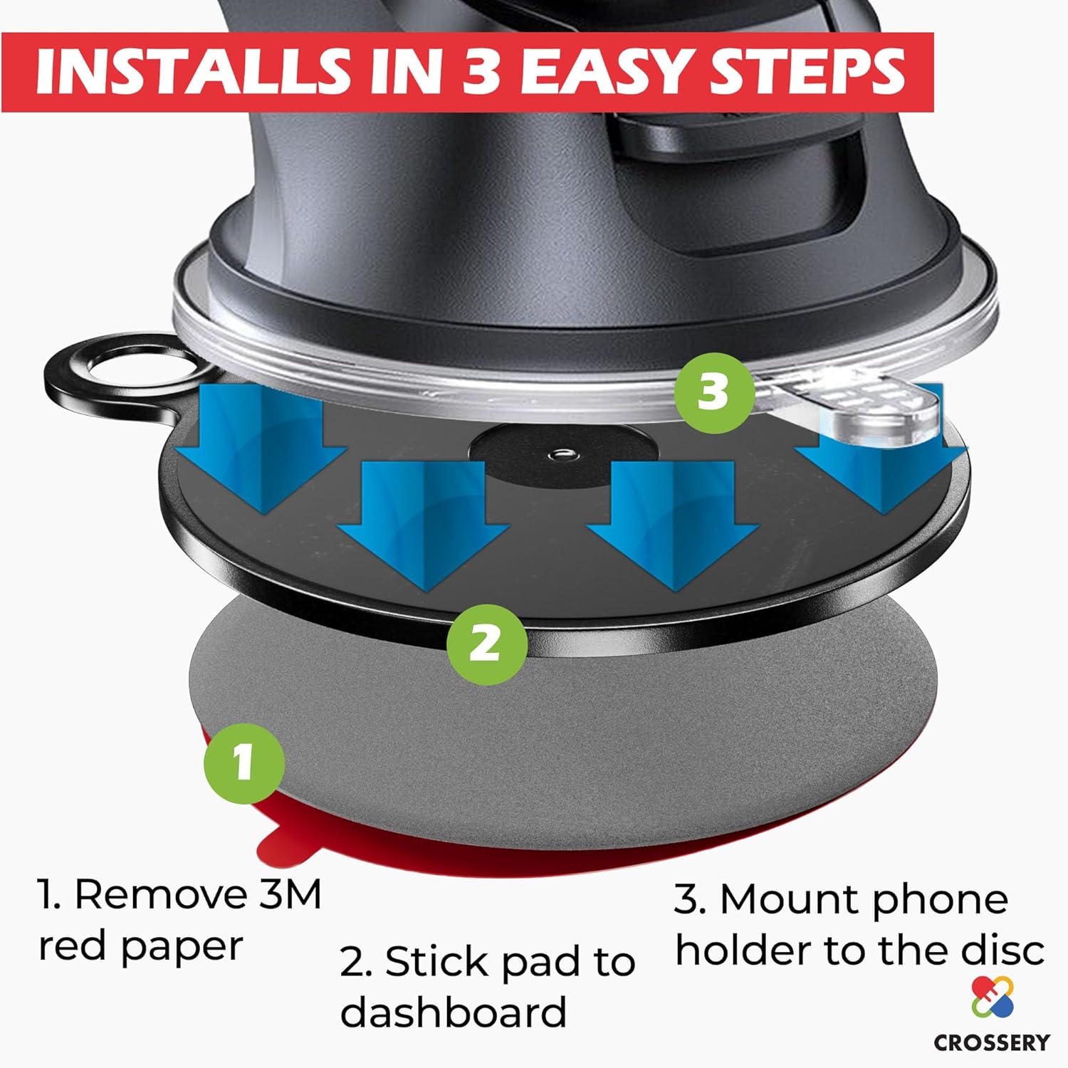 Disco de montaje para tablero de instrumentos para ventosa, almohadilla de repuesto adhesiva para montaje en automóvil 3M – Disco adhesivo ultra