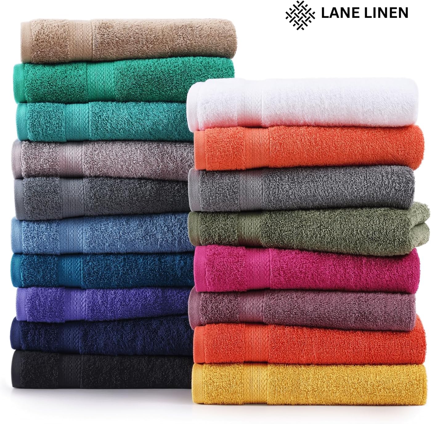 LANE LINEN – Juego de toallas de baño, 2piezas, 100% algodón, tamaño extragrande, para ducha y baño, 35 x 66pulgadas, color negro