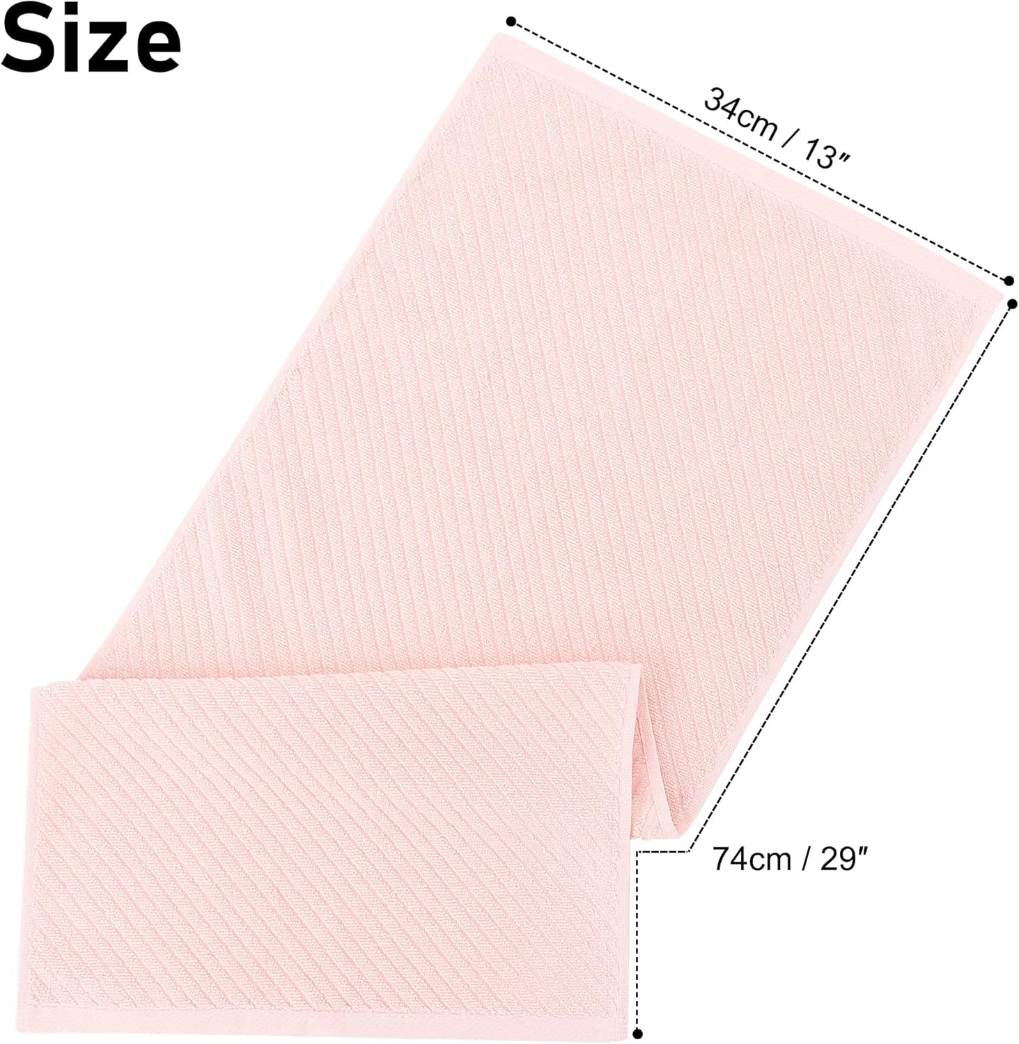 PiccoCasa Juego de 2 toallas de mano acanaladas rosas para baño de 13 x 29 pulgadas, 100% algodón, suaves, absorbentes, suaves al tacto, de secado