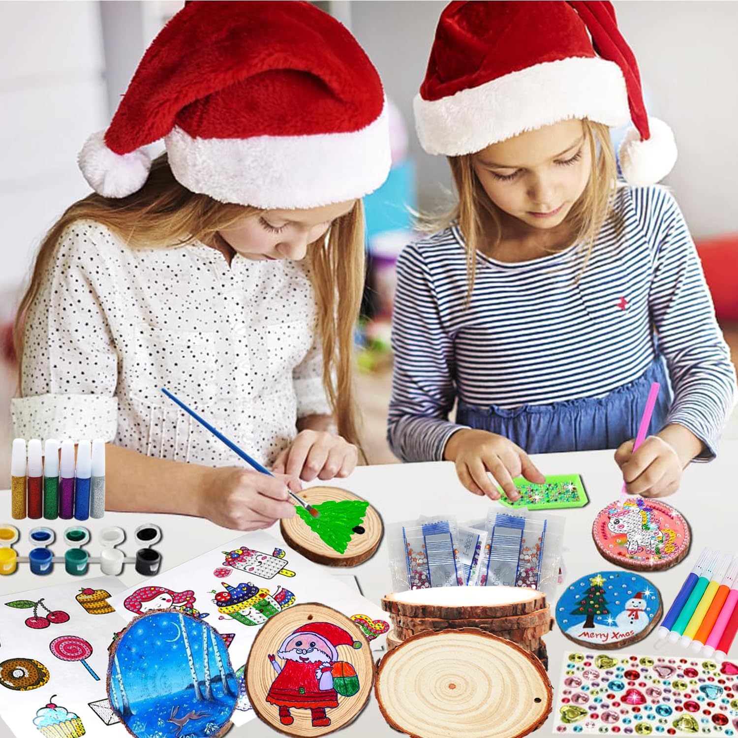 Huastyle Kits de artes y manualidades para niños y niñas de 8 a 12 años, paquete de 24 rebanadas de madera, juguetes creativos de regalo de