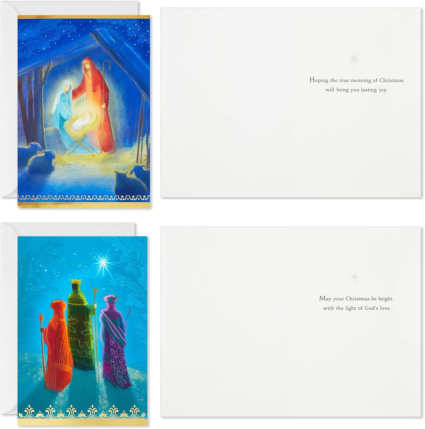 Hallmark Image Arts – Surtido de tarjetas de Navidad religiosas en caja, diseño de Belén pintado (4 diseños, 24 tarjetas y sobres)