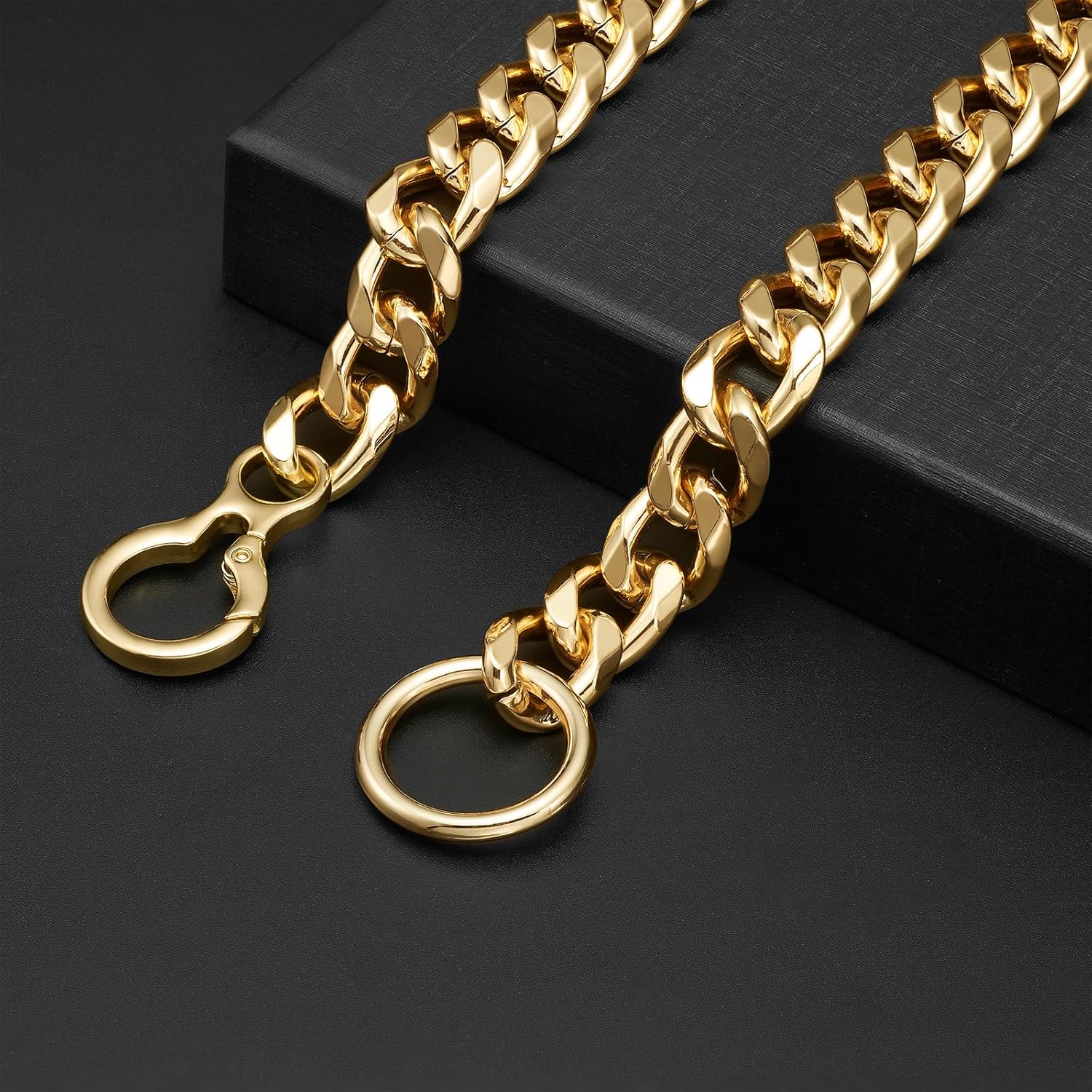 Woofuu Collar de perro ajustable chapado en oro de 18 quilates, collar de cadena resistente a prueba de mordidas para perros pequeños, medianos y