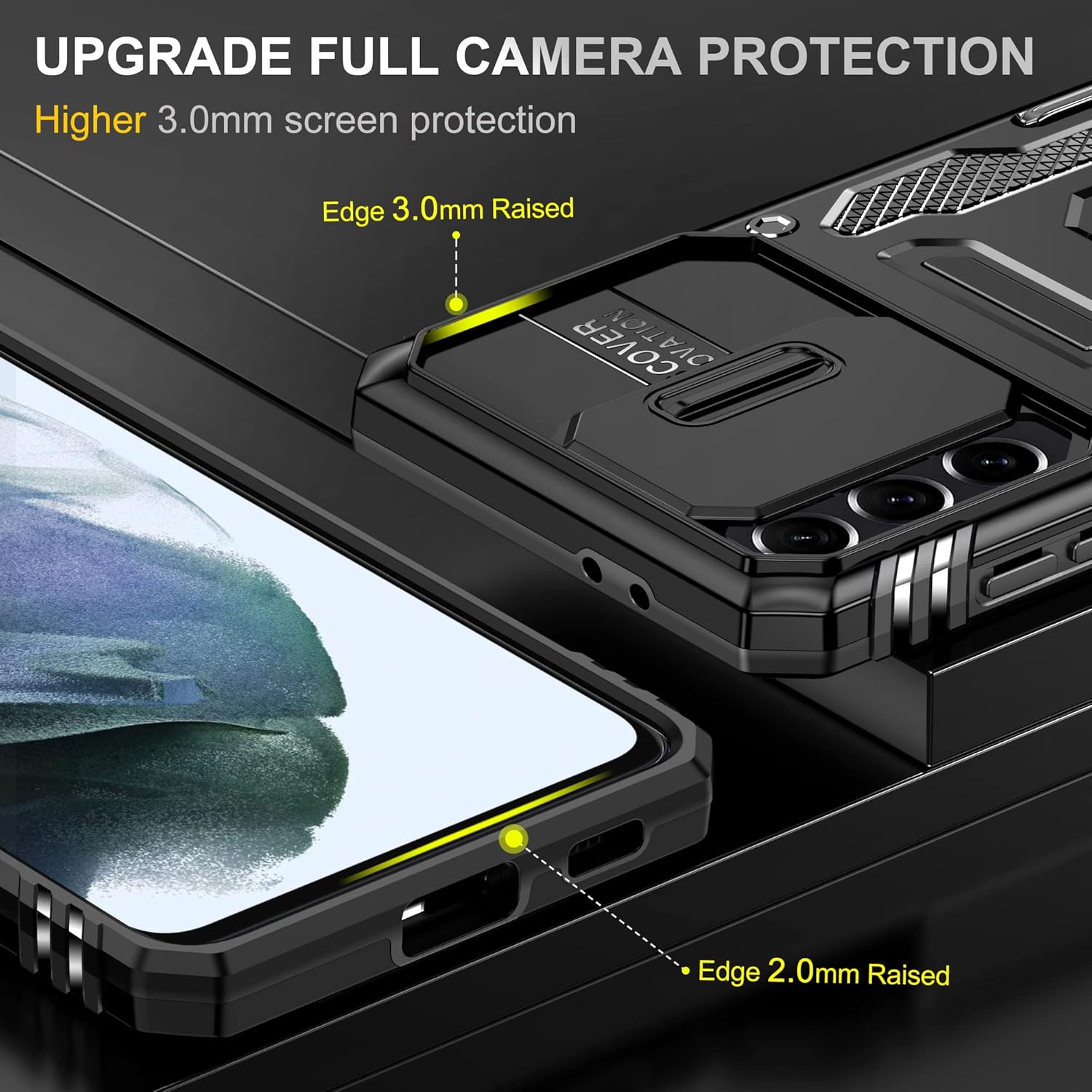 Asuwish Funda de teléfono para Samsung Galaxy S23 FE 5G con protector de pantalla de vidrio templado y cubierta para cámara deslizante, soporte