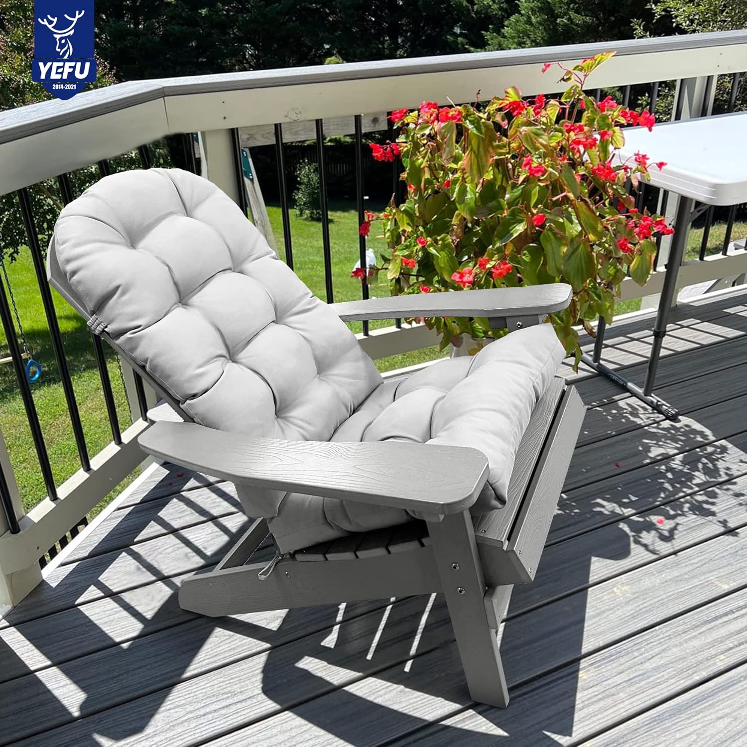 YEFU Adirondack – Juego de 4 cojines para silla mecedora, con respaldo alto, almohadillas gruesas para sillas de patio para interiores y exteriores,
