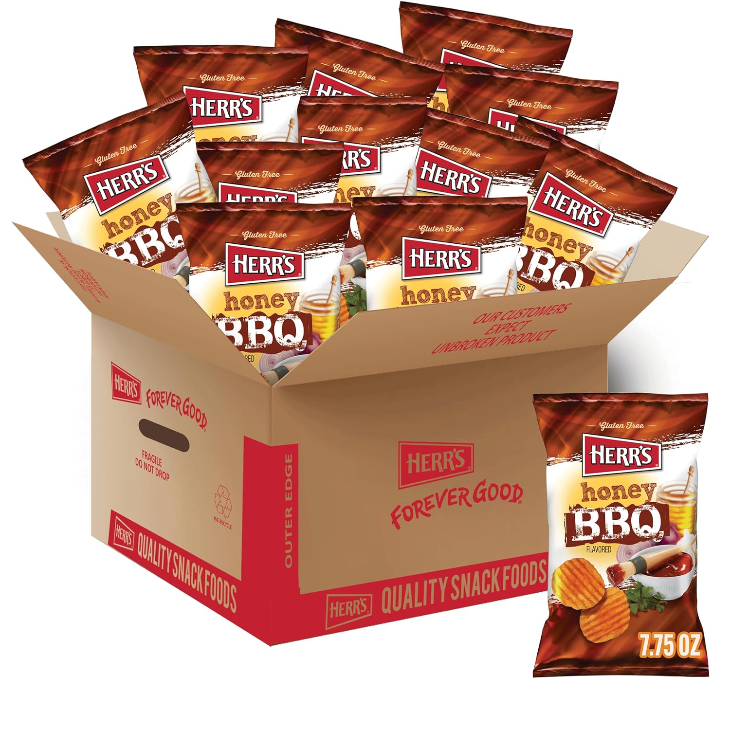 Herr’s Papas fritas Honey BBQ, 7.75 onzas (paquete de 12 bolsas)