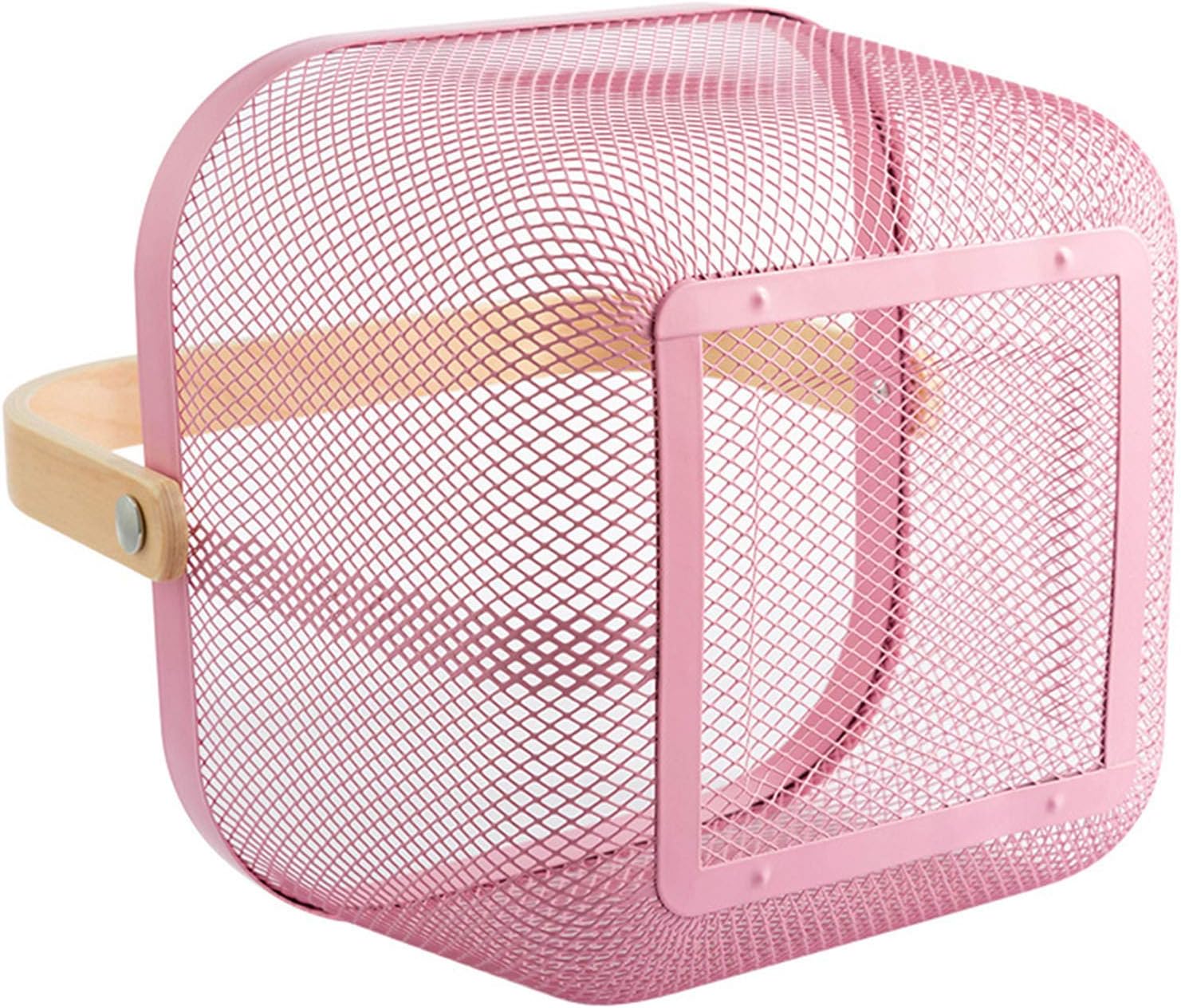 Cesta organizadora de almacenamiento de malla de acero, multifuncional, de alambre de metal, cesta de frutas con mango de bambú, ideal para cocina,