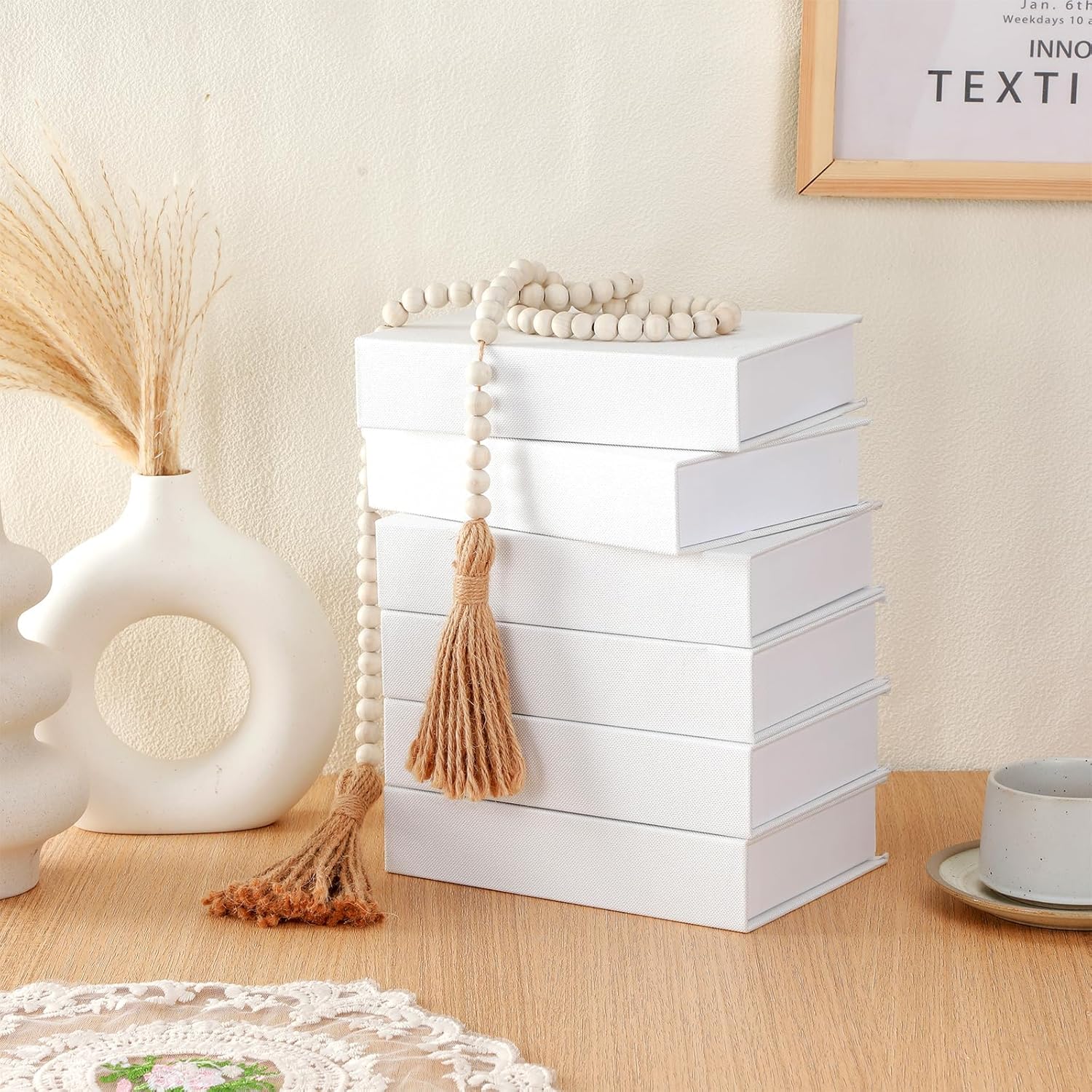 6 cajas de libros falsos decorativos de lino moderno, libros falsos para decoración de mesa auxiliar, manualidades, hogar, estantería, cafetería,