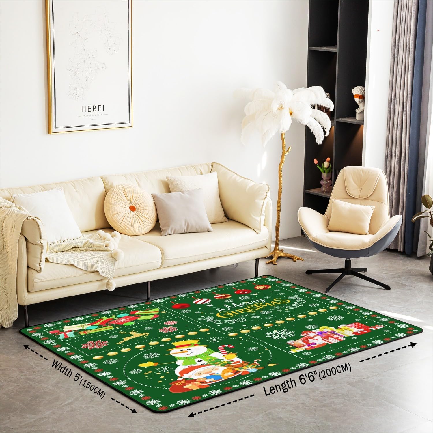 jejeloiu Alfombra de Navidad para niños, de 5 x 7 pulgadas, diseño de muñeco de nieve, para sala de estar, dormitorio, árbol de Navidad, alfombra