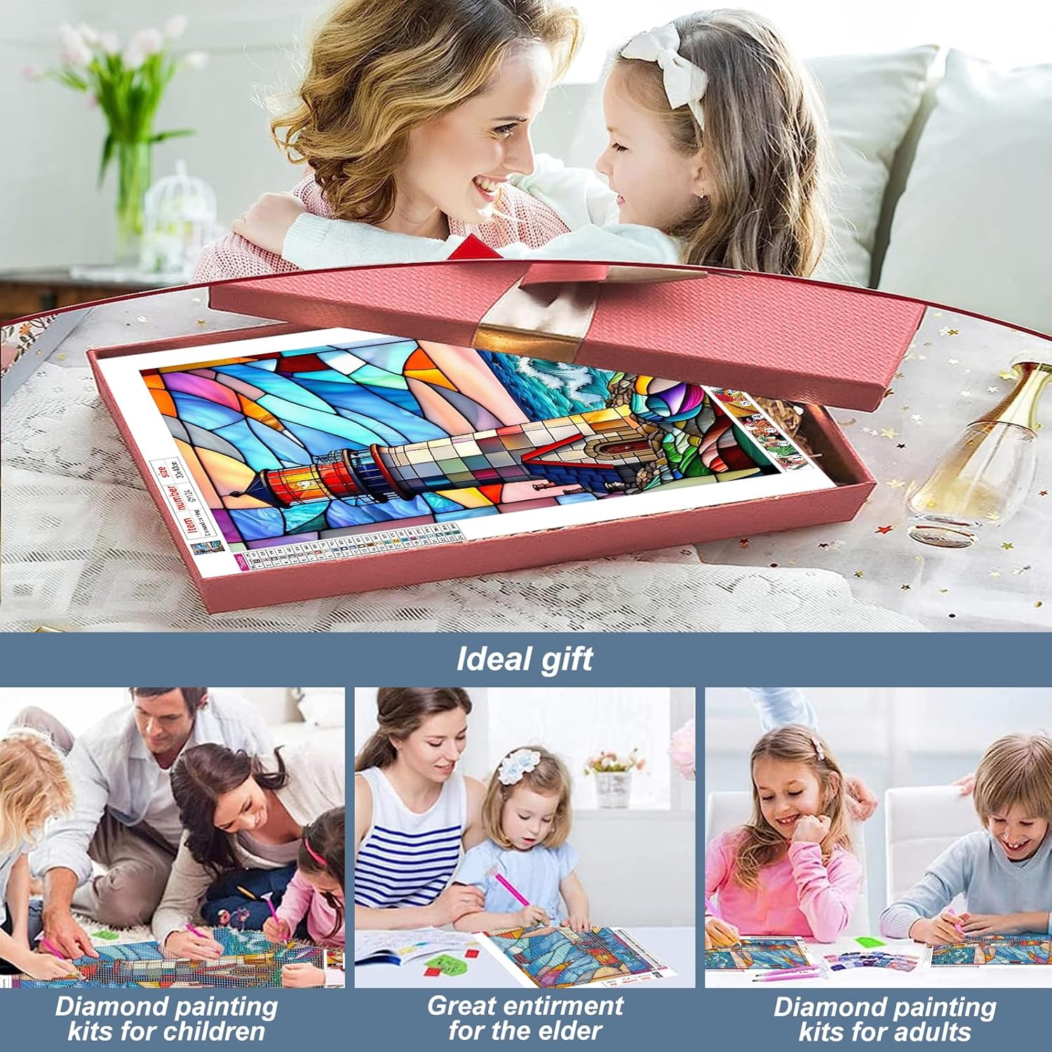 Stalente Kits de pintura de diamantes para adultos, kits de arte de diamantes 5D para principiantes, pintura de diamante redonda para decoración de