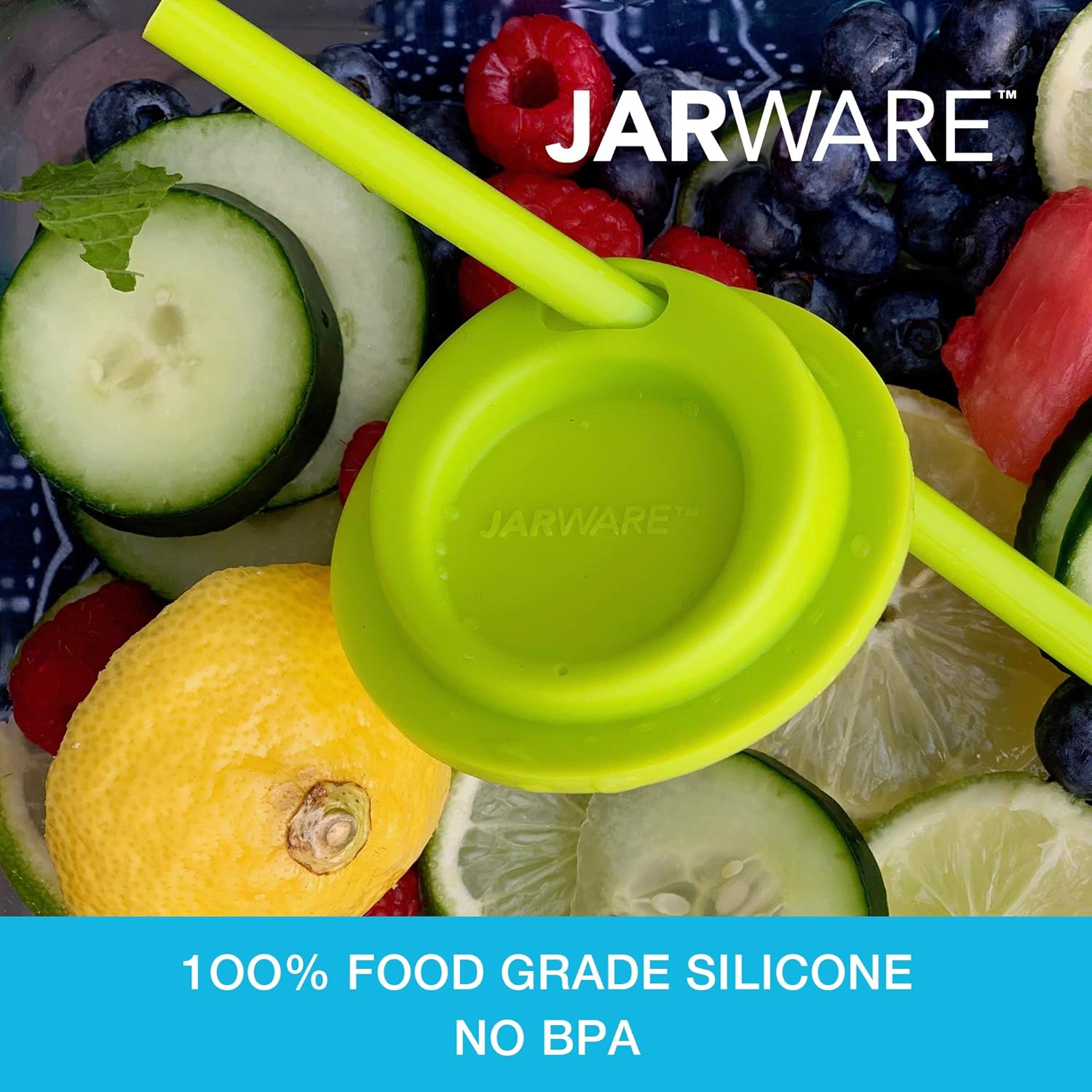 Jarware Blue Straw 82677 – Tapa de boca regular, juego de 4