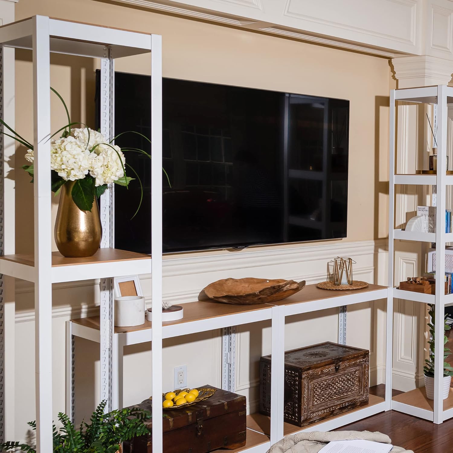 KEPSUUL – Estantería modular de metal corta de 2 estantes personalizables y de almacenamiento multiusos para garaje, cocina, dormitorio, 32.1