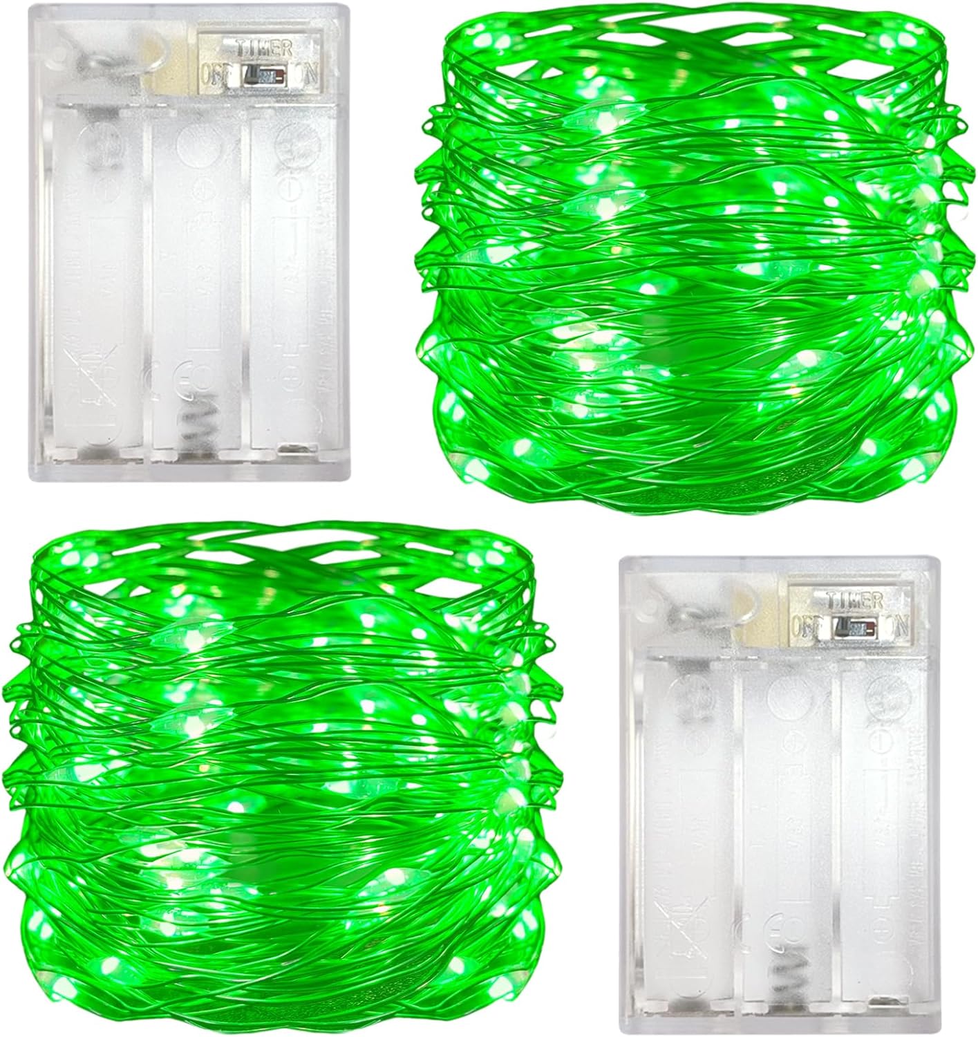 Yalilong Paquete de 2 luces LED con función de temporizador, funciona con pilas, mini luces de hadas para fiestas en el hogar, Navidad, Halloween,