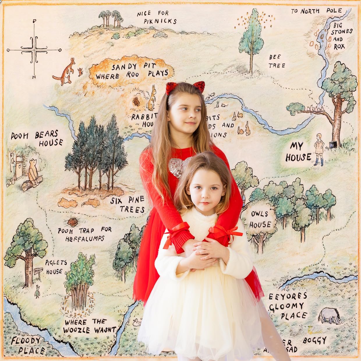 Fondo de madera de oso de 100 acres de 10 x 10 pies, para niños, baby shower, fondo de fotografía de dibujos animados, baby shower, cabina de fotos,