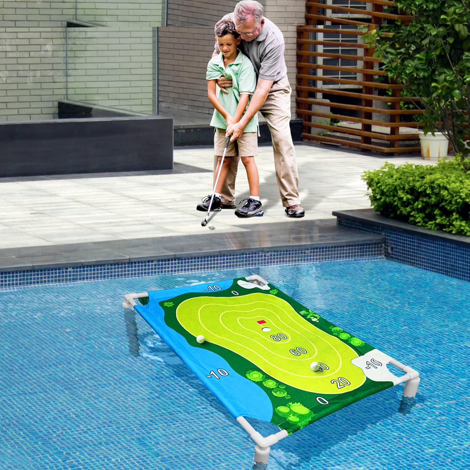 Juego de astillado de golf flotante verde  Juego de astillado de golf de Cornhole de golf Battle Royale con velcro para adultos en interiores y