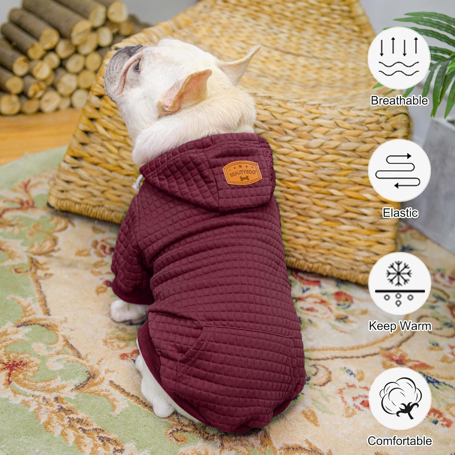 BEAUTYZOO Sudadera con capucha para perros pequeños, medianos y grandes, ropa cálida para perros de invierno y otoño, ropa cálida para cachorros,