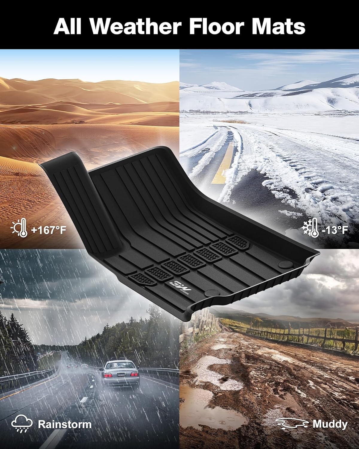 3W Alfombrillas de suelo aptas para Jeep Grand Cherokee L 7 asientos 2021-2024 para todo tipo de clima, revestimiento de suelo de elastómero