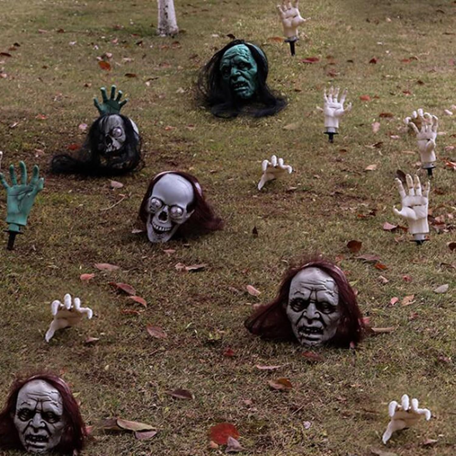 Brazos y estacas realistas de zombi, estacas de jardín, cementerio, patio, decoración brillante de Halloween, esqueleto zombi, para jardín, casa