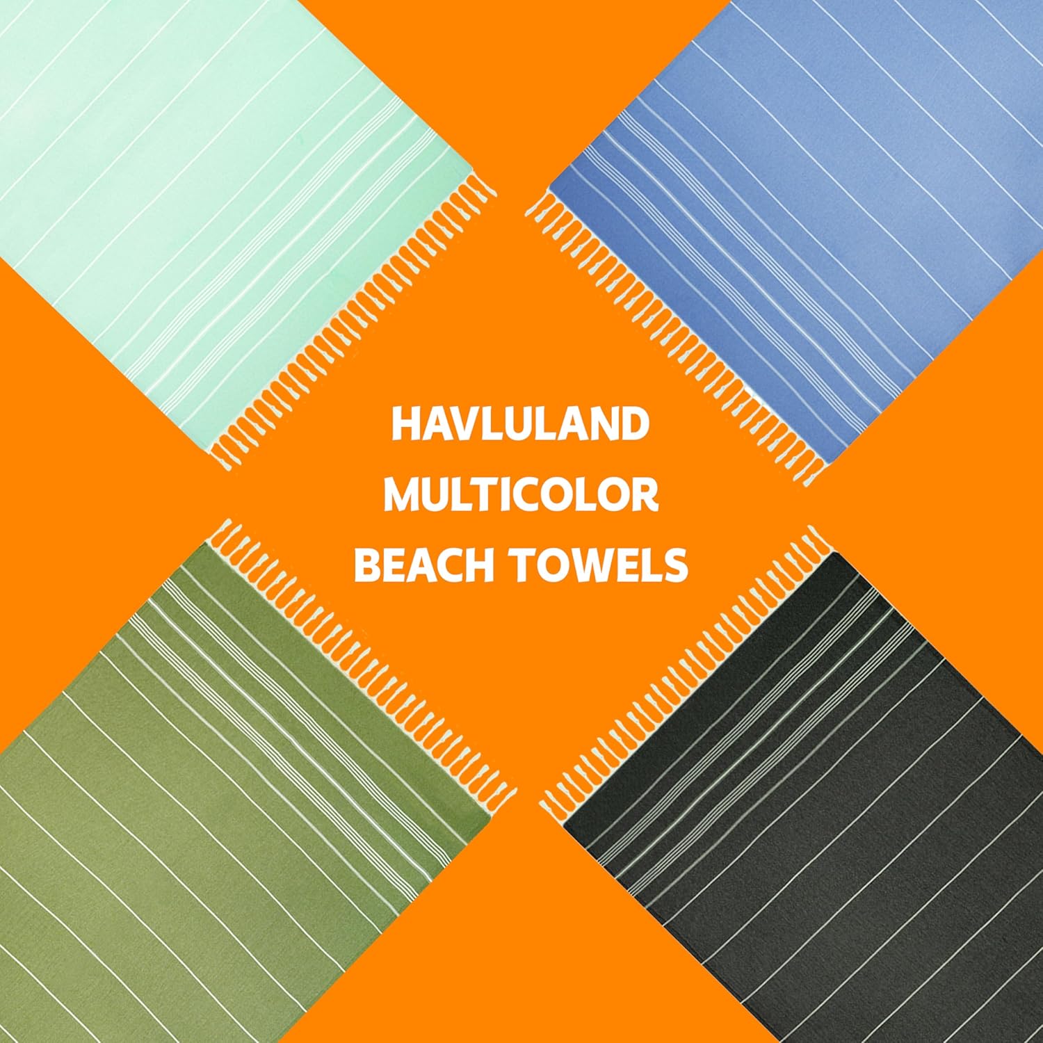 HAVLULAND Paquete de 2 toallas turcas de playa de gran tamaño, 39 x 71 pulgadas, 100% algodón turco, sin arena, de secado rápido, absorbentes, manta
