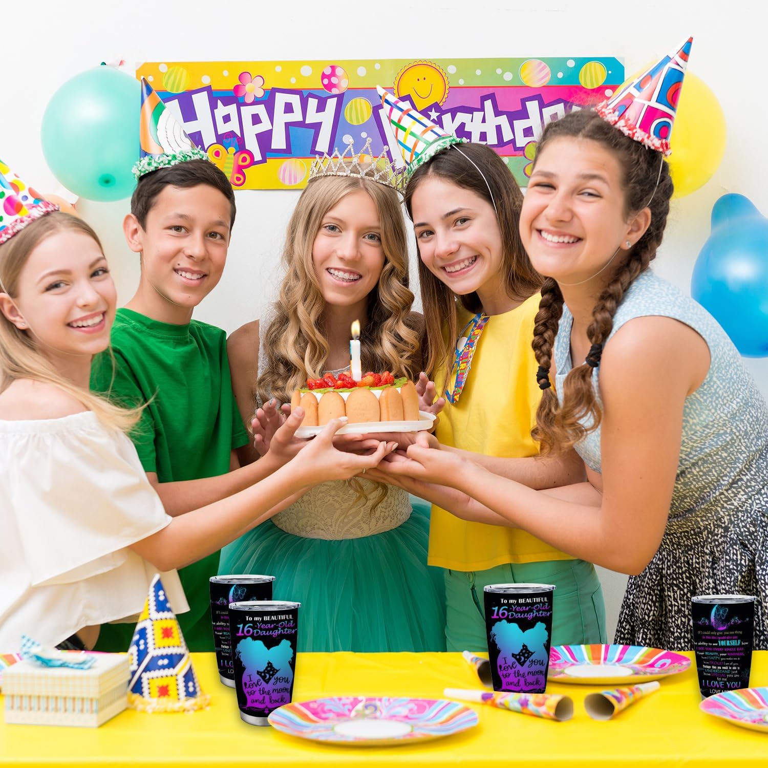 Regalos de dulces 16 para niñas, regalos de cumpleaños 16 para niñas, idea de regalo de cumpleaños de niñas de 16 años, vasos de 20 onzas, regalos