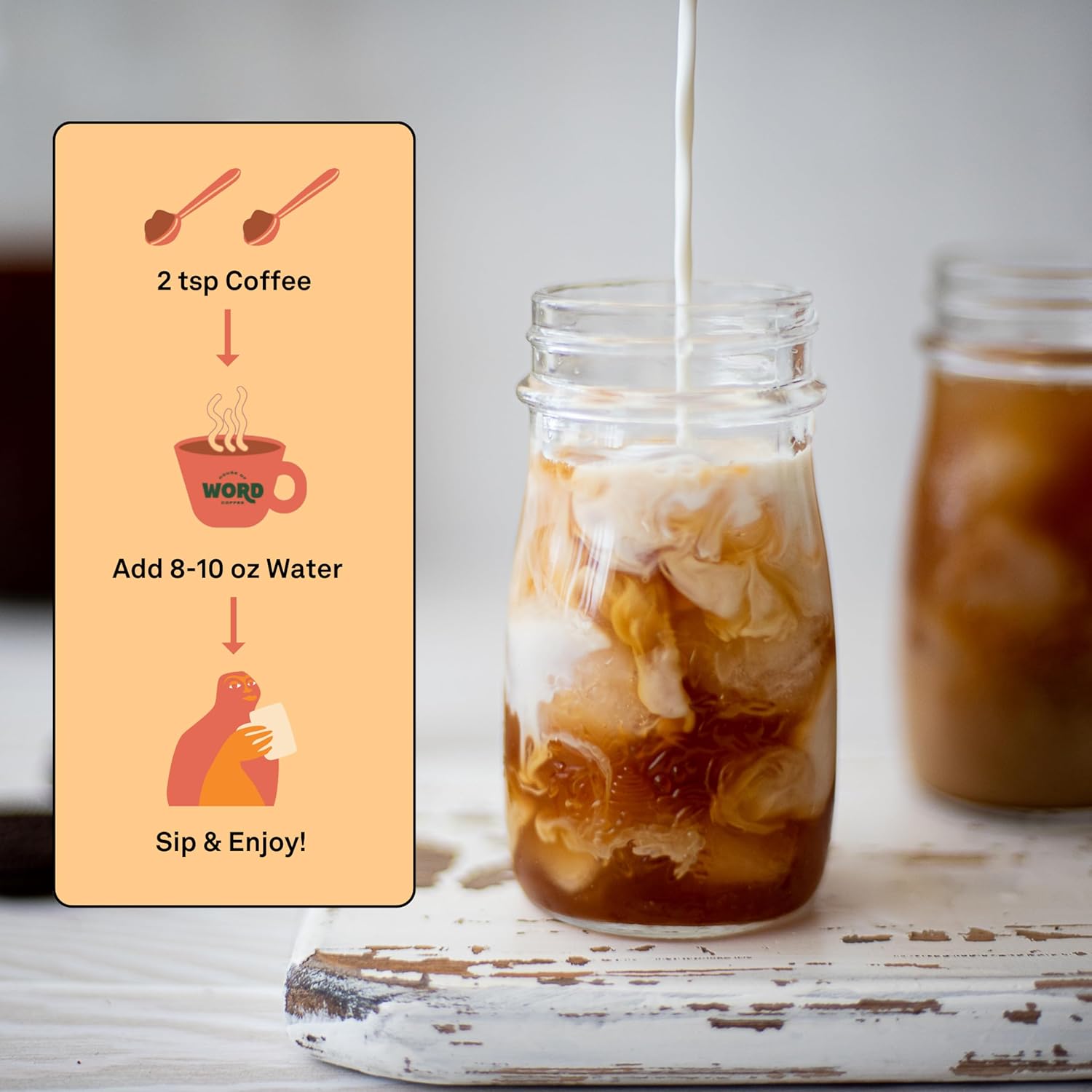 Word Arabica – Café instantáneo con crema, vainilla tostado medio, café natural caliente o helado, paquete compostable de origen responsable, 33