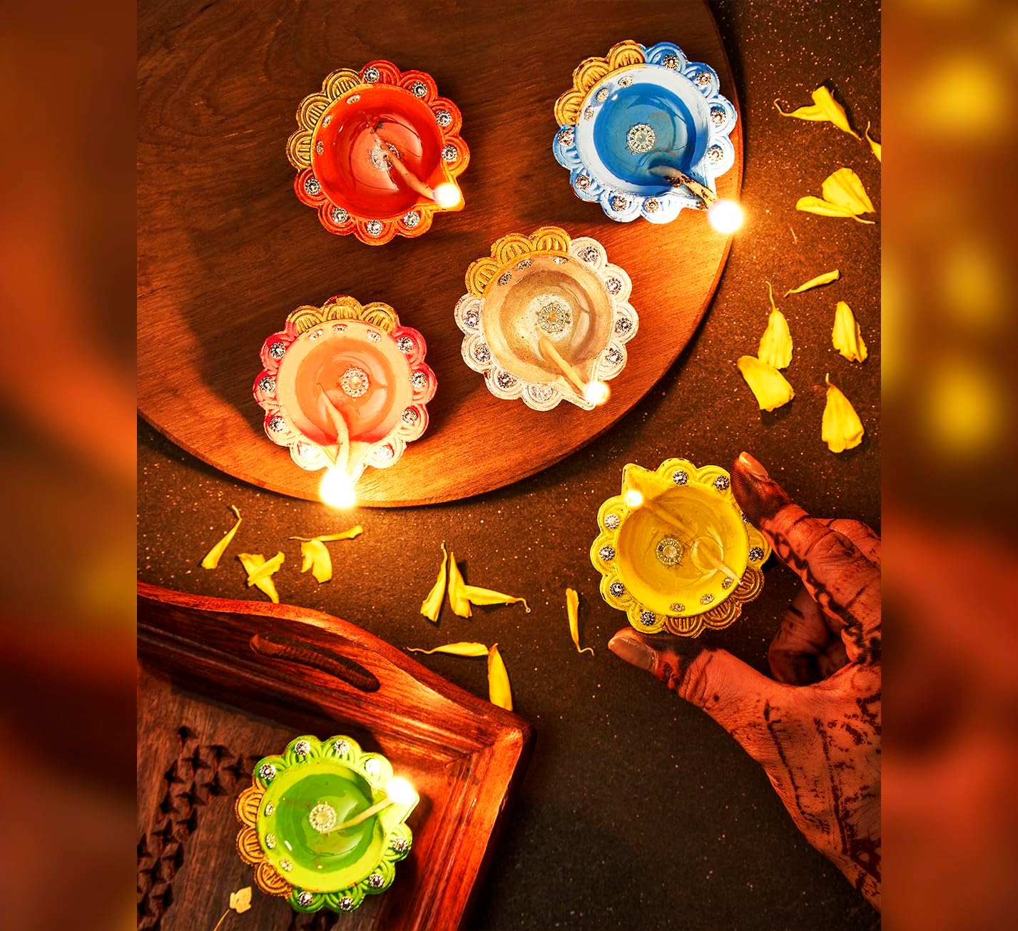 12 piezas Diwali Diyas para decoración Diwali Decoraciones para el hogar Diwali luces Diwali Decoración Diwali Diya Diwali Vela Diwali Regalos para