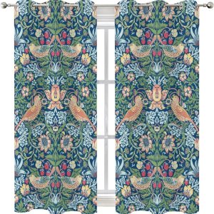 Cortinas florales vintage William Morris originales con estampado floral de plantas verdes, cortinas opacas para sala de estar, dormitorio, cocina, Cortinas florales vintage William Morris originales con estampado floral de plantas verdes, cortinas opacas para sala de estar, dormitorio, cocina,
