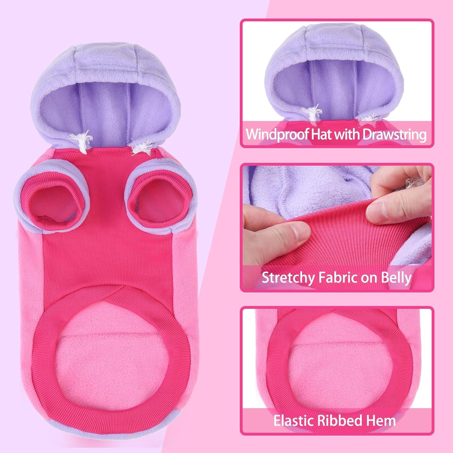PUPTECK Sudadera de forro polar con capucha para perro, ropa suave y cálida con capucha para perros pequeños y medianos, para otoño e invierno,