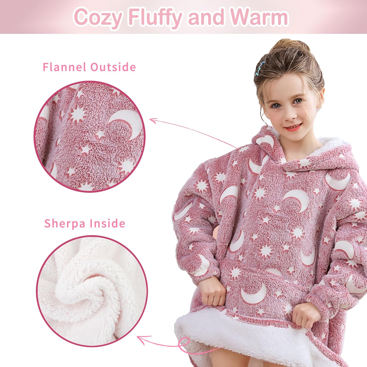 Manta con capucha, manta de forro polar Sherpa para niños, manta de franela con capucha de felpa, regalo de sudadera con bolsillo gigante,