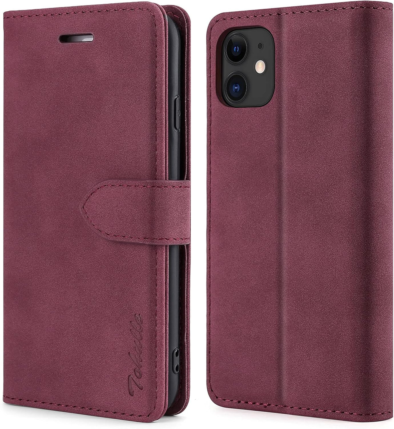 Funda para iPhone 11, funda de piel prémium tipo cartera con tarjetero y función atril con cierre magnético, funda compatible con iPhone 11 (6.1