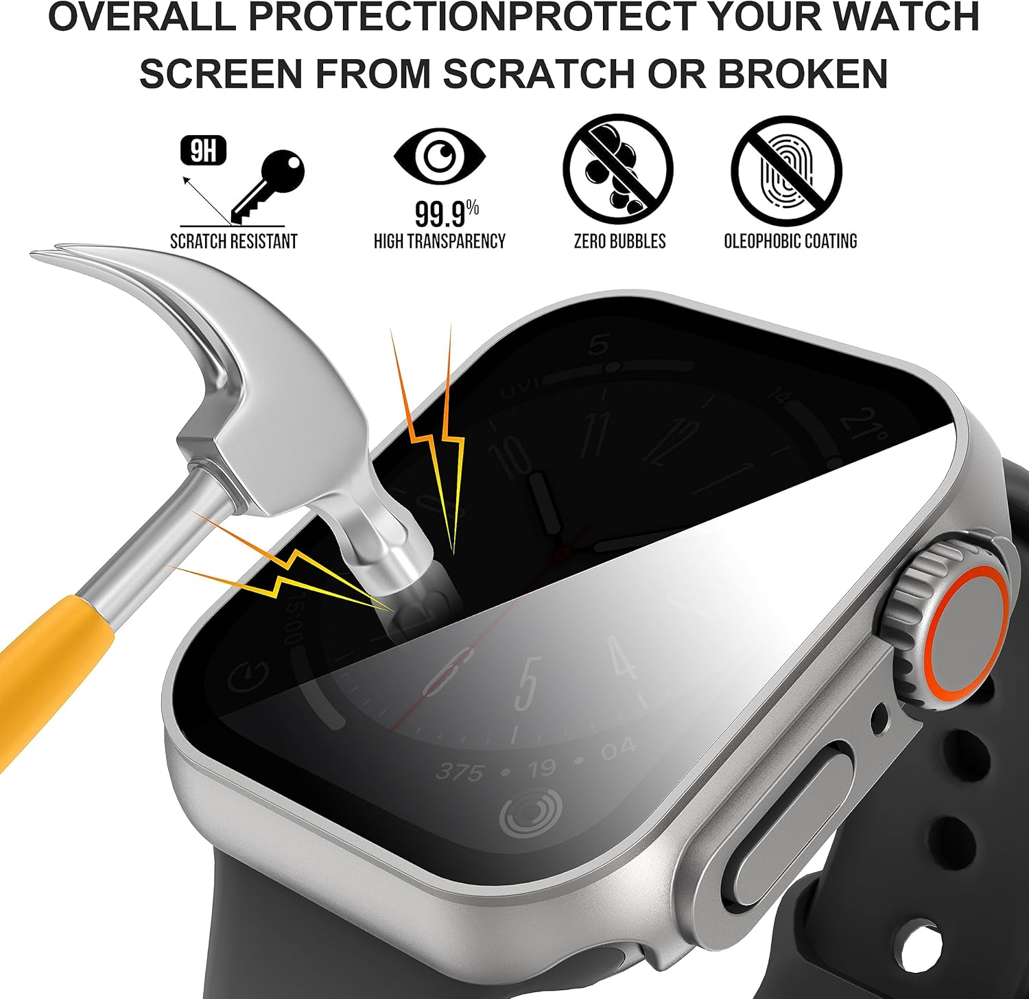 Suoman Funda protectora de pantalla de privacidad para Apple Watch Series 987 de 1.772 in, parece una funda ultraprotectora Funda protectora de