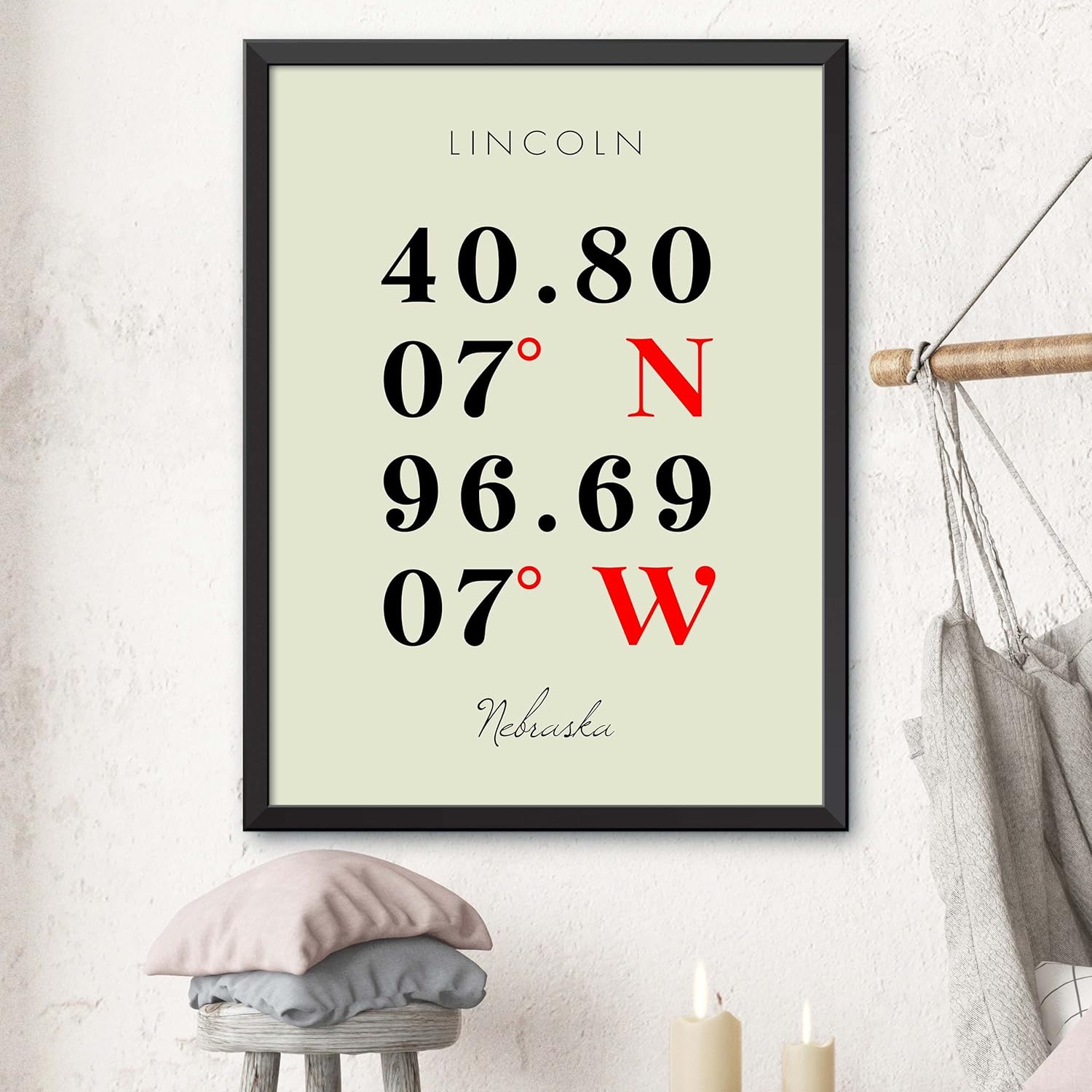 Map of Lincoln, Nebraska, Multiline Coordinates Colored (8×10)