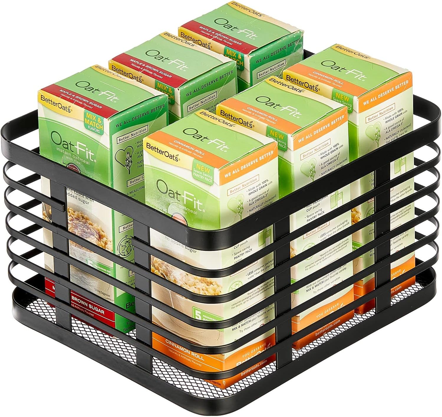 mDesign Carson Collection – Cesta organizadora pequeña de alambre de metal para almacenamiento en cocina, estante de despensa, gabinete, encimera,