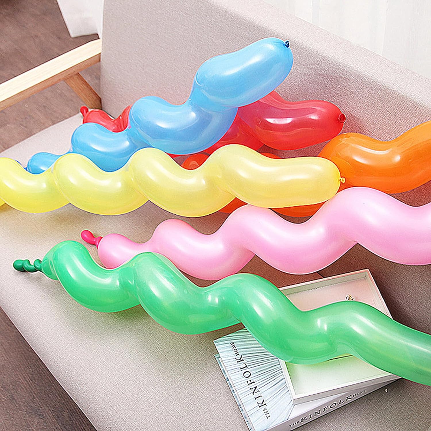 100 globos de látex en espiral para varios globos de fiesta de cumpleaños de niños y niñas