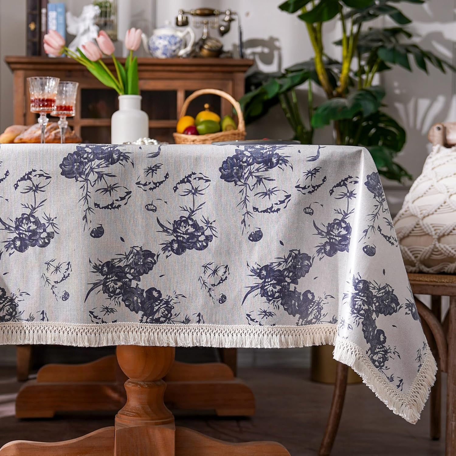 ARTABLE Mantel vintage rectangular, impermeable, a prueba de aceite, estilo granja, para cocina, hogar, boda, exterior, interior, picnic (peonía