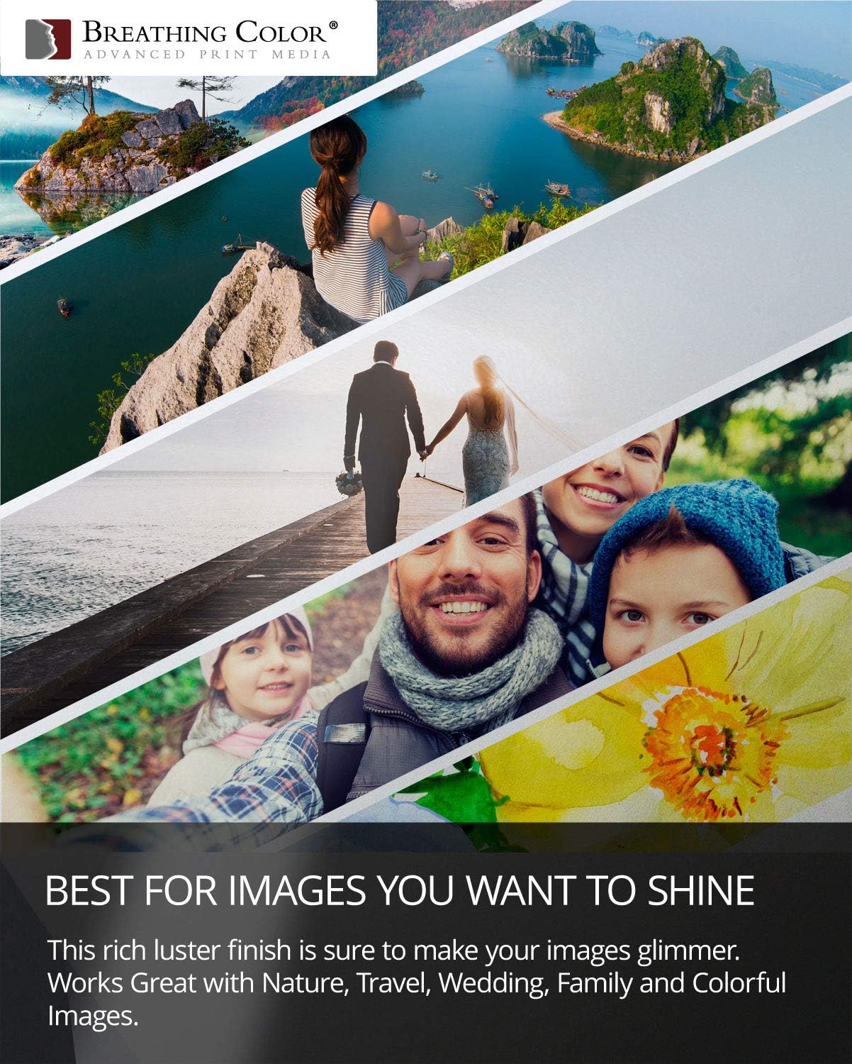 Vibrance Luster – Papel para impresora fotográfica, 8.99 ozm, acabado brillante, rollo de papel fotográfico prémium con núcleo de 3 pulgadas, 60
