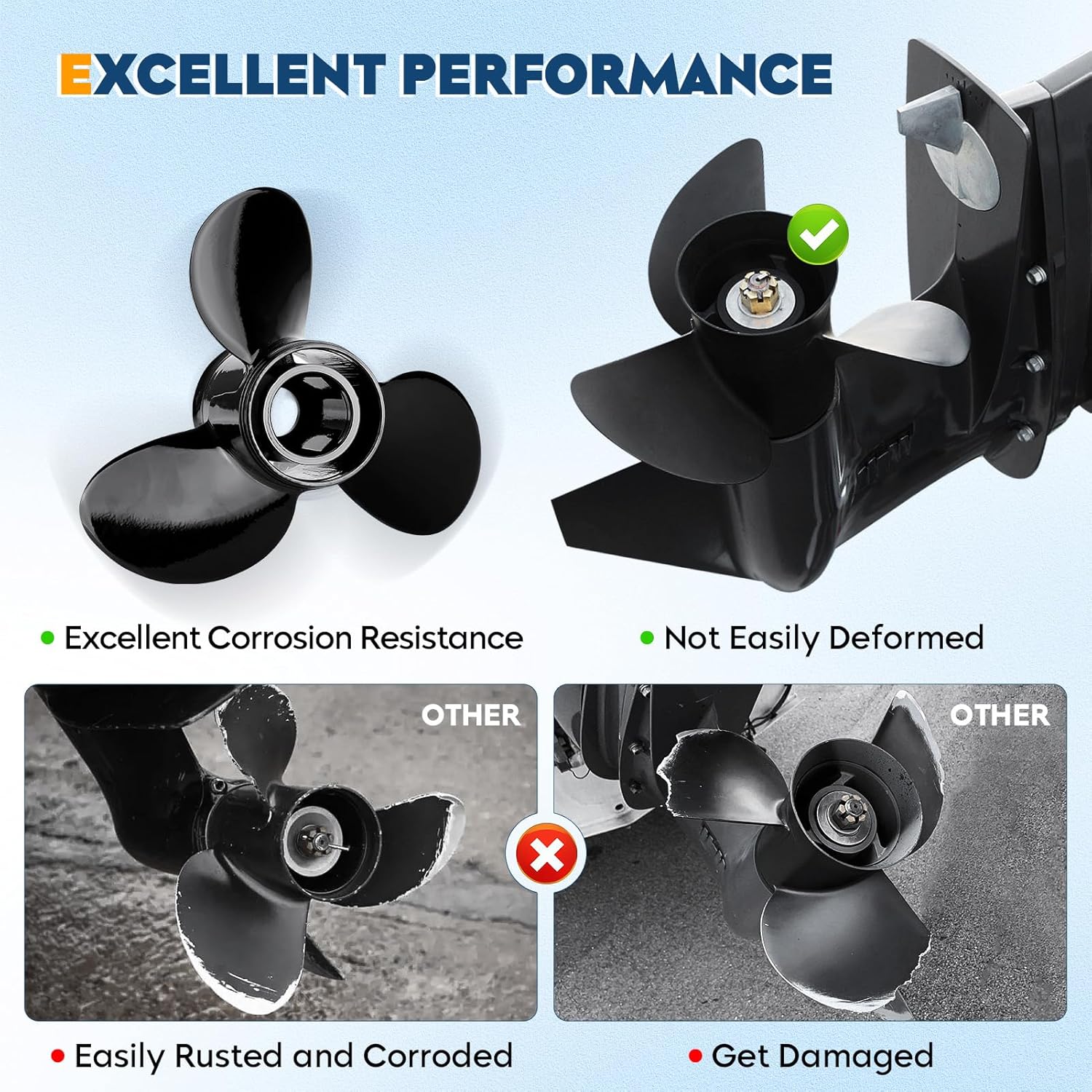 Hélice fuera de borda para barco 14 12×19, 14.25×21, 14×19, 13 14×17, 13 34×15, 14×13, 13.4×15, 10 38 x13, 9×9 apto para motores Mercury 6-300HP, 4