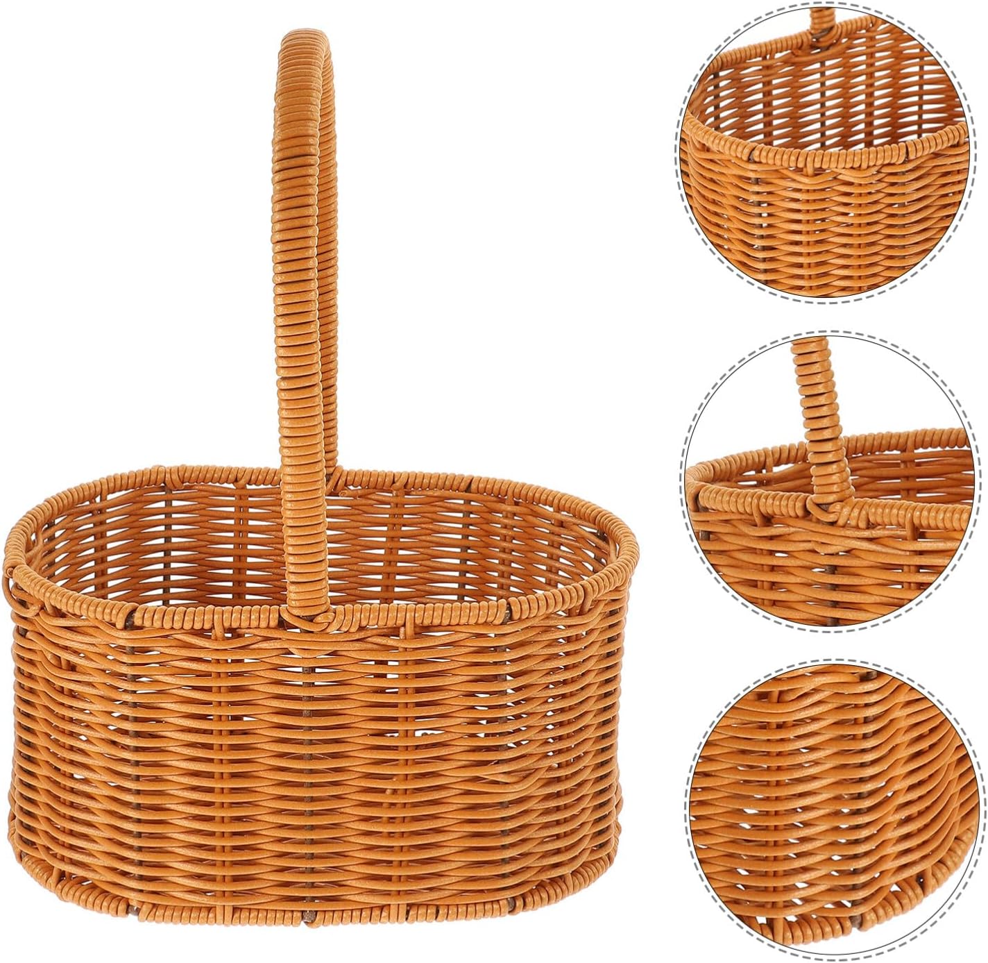UPKOCH Cesta de picnic, cesta de almacenamiento, cesta de frutas, cesta decorativa para flores, cesta tejida a mano, cesta de comestibles de mano,