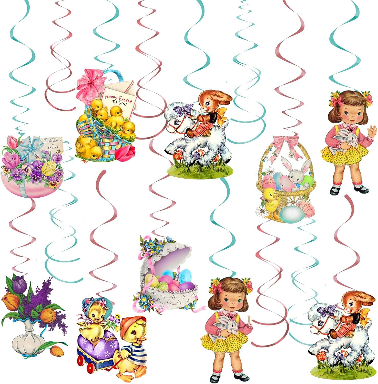 Decoraciones de Pascua para colgar, 24 unidades, 16 unidades, huevos de conejo, flores de pollo, decoración de primavera, decoraciones de Pascua
